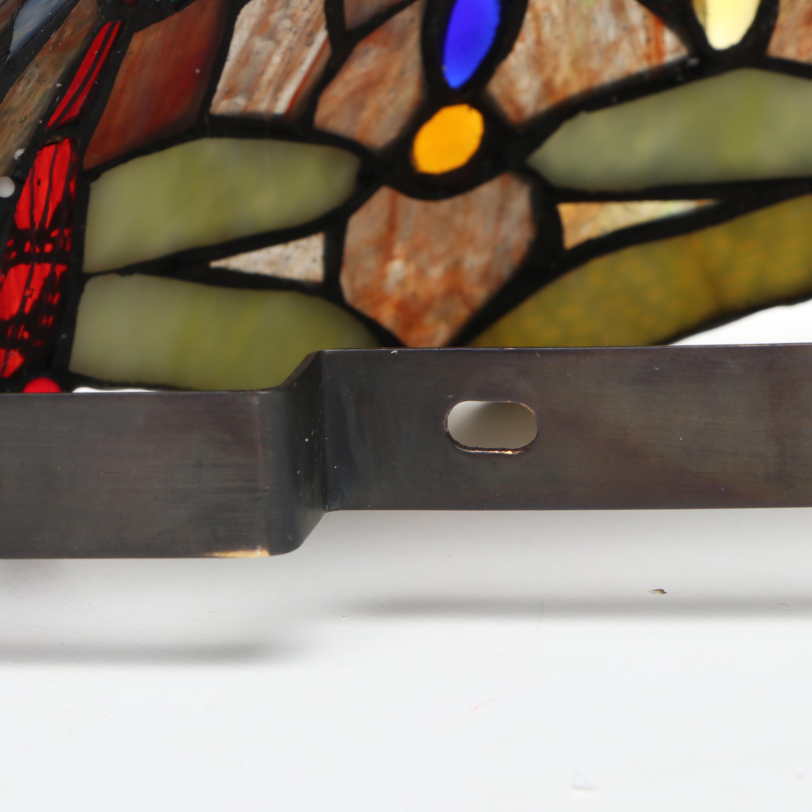 Art Nouveau Style Dragonfly Slag Glass and Metal Wall Sconce