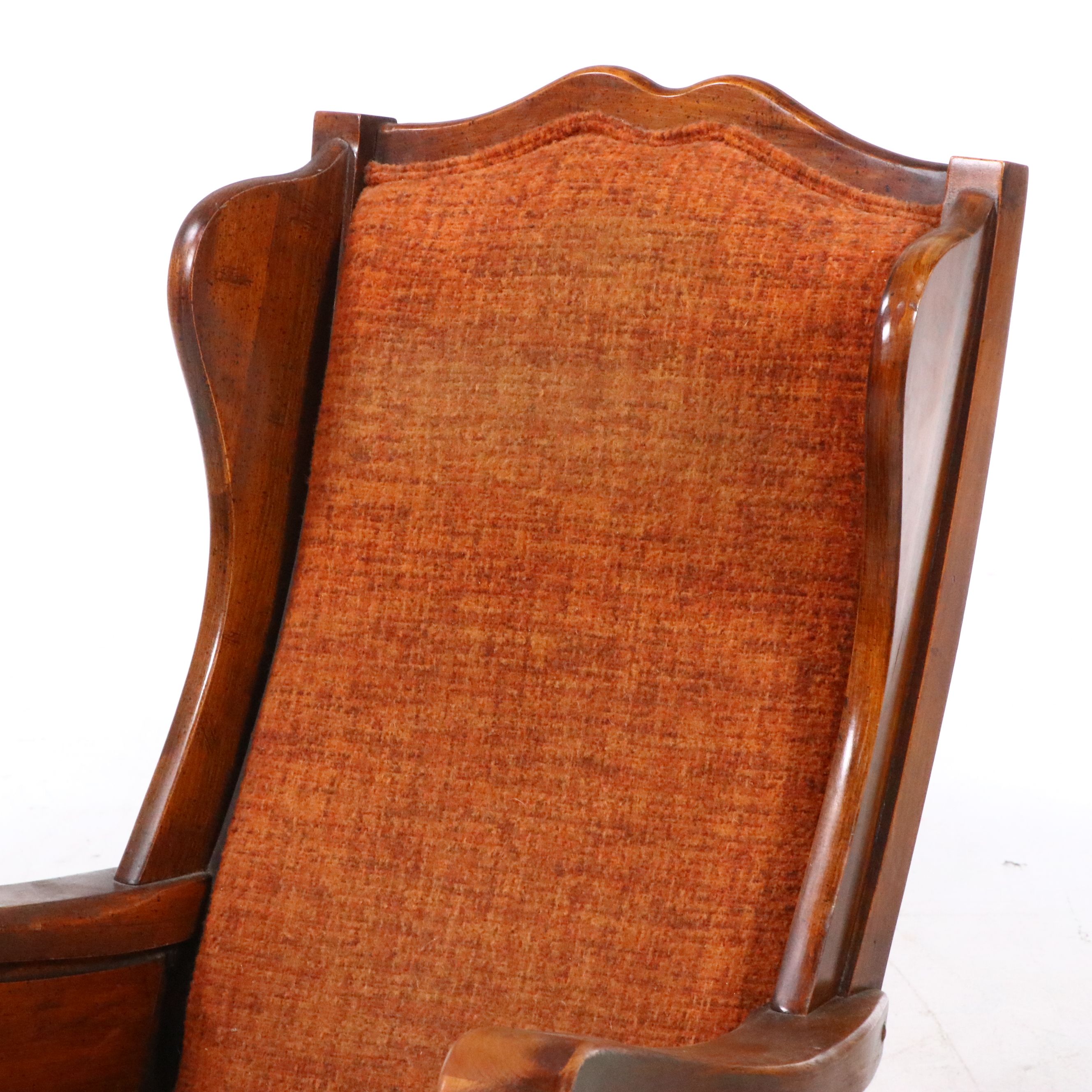 Victorian Style Upholstered Wood Rocking Chair, Mid-20th Century