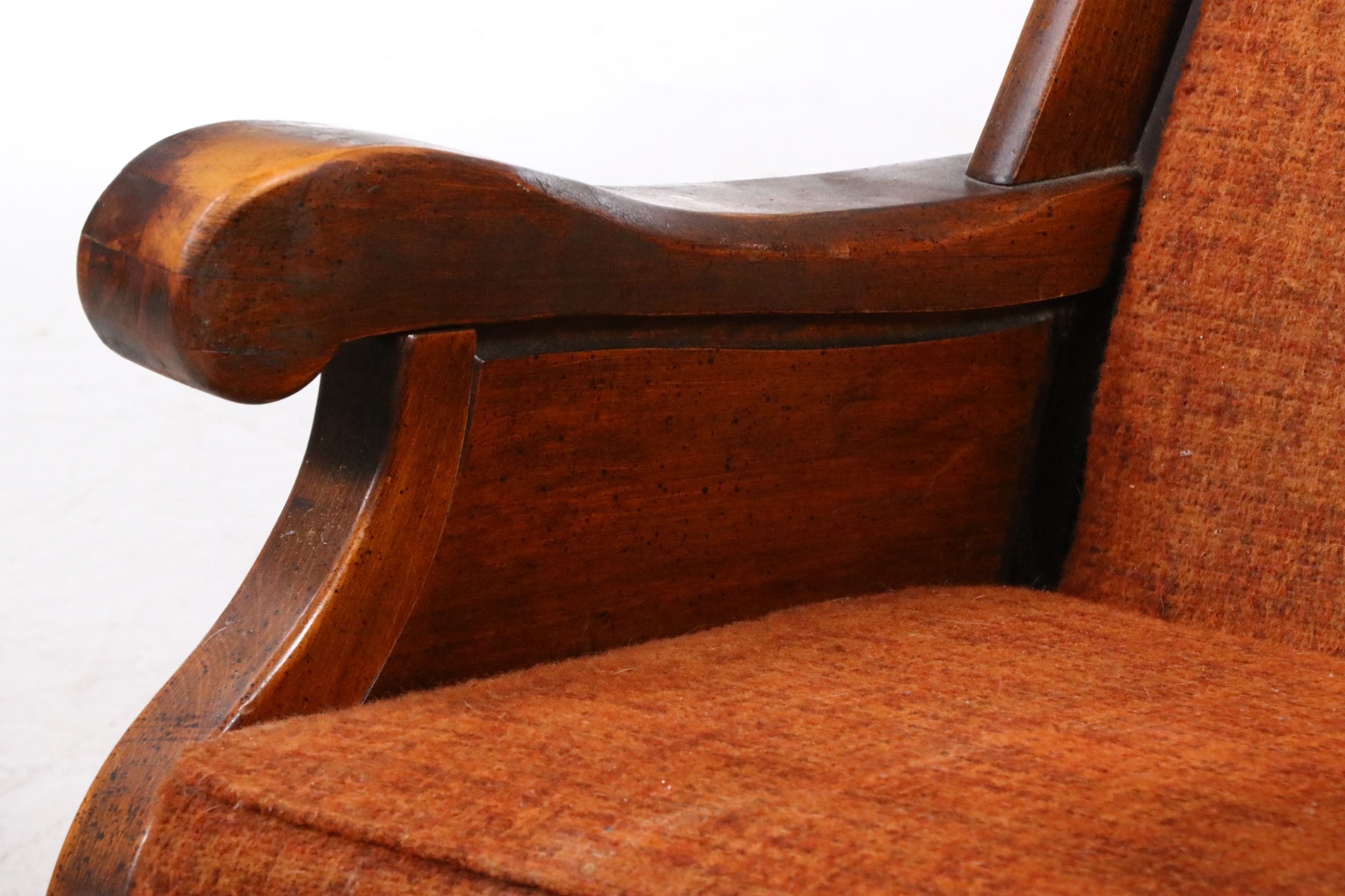 Victorian Style Upholstered Wood Rocking Chair, Mid-20th Century