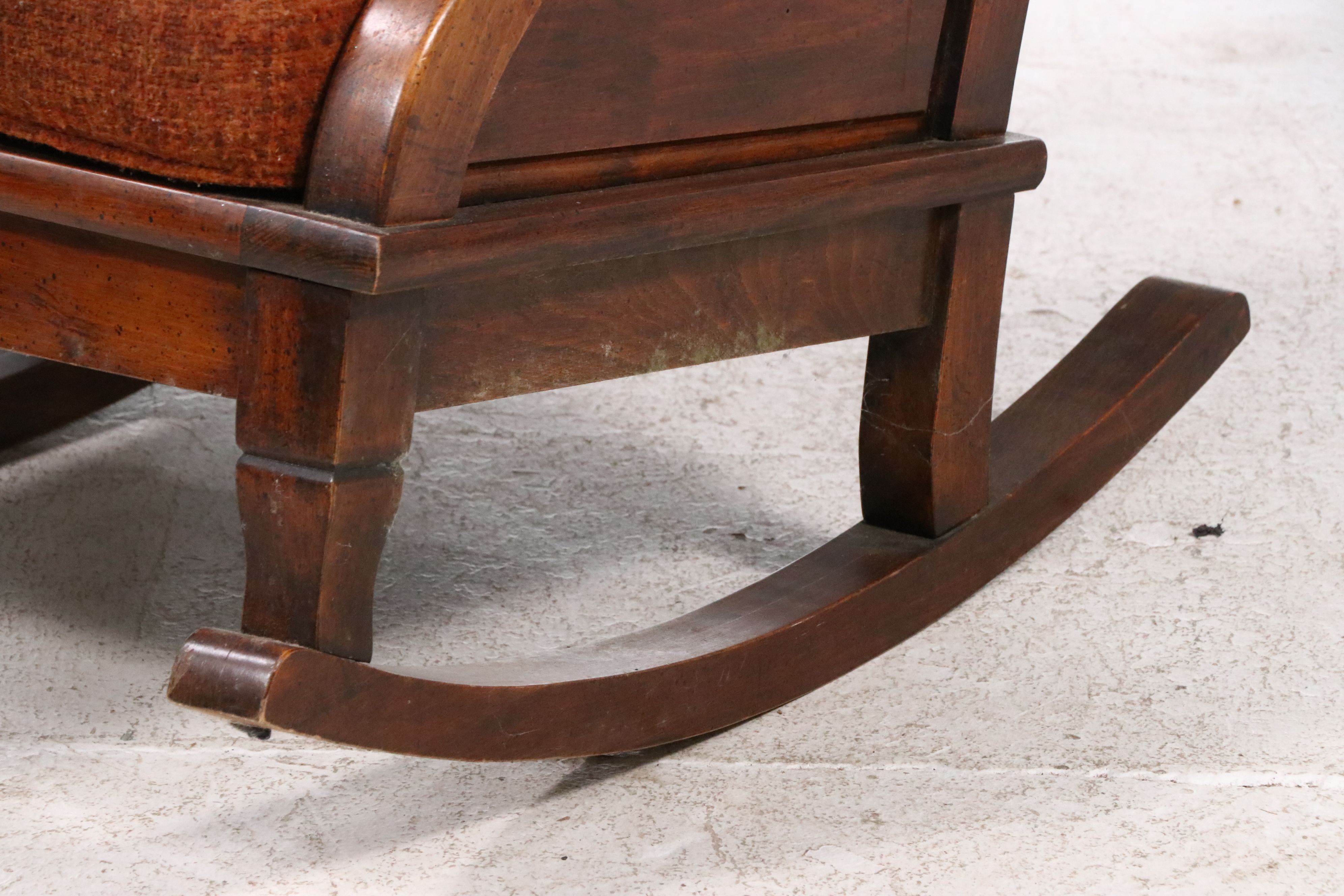 Victorian Style Upholstered Wood Rocking Chair, Mid-20th Century