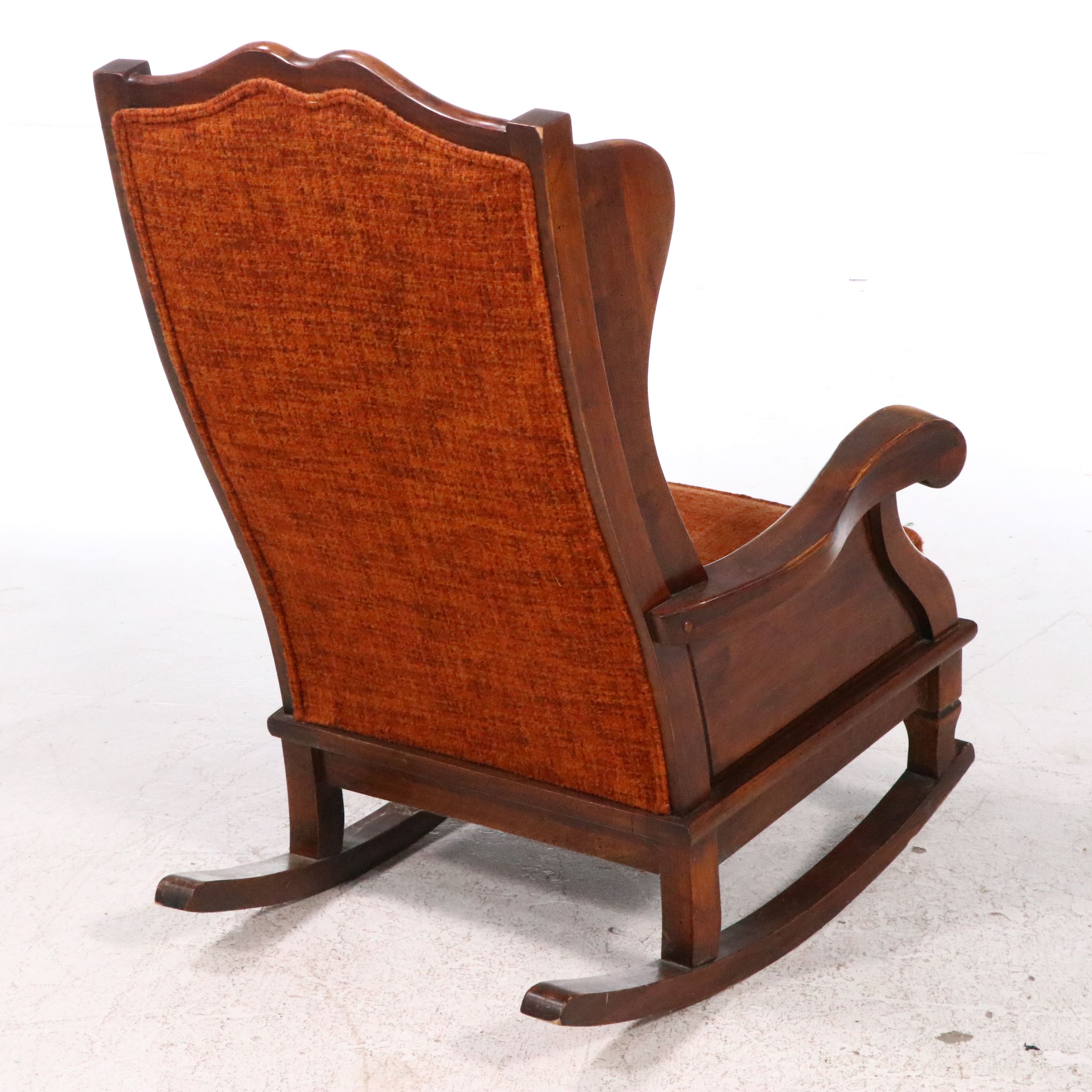 Victorian Style Upholstered Wood Rocking Chair, Mid-20th Century