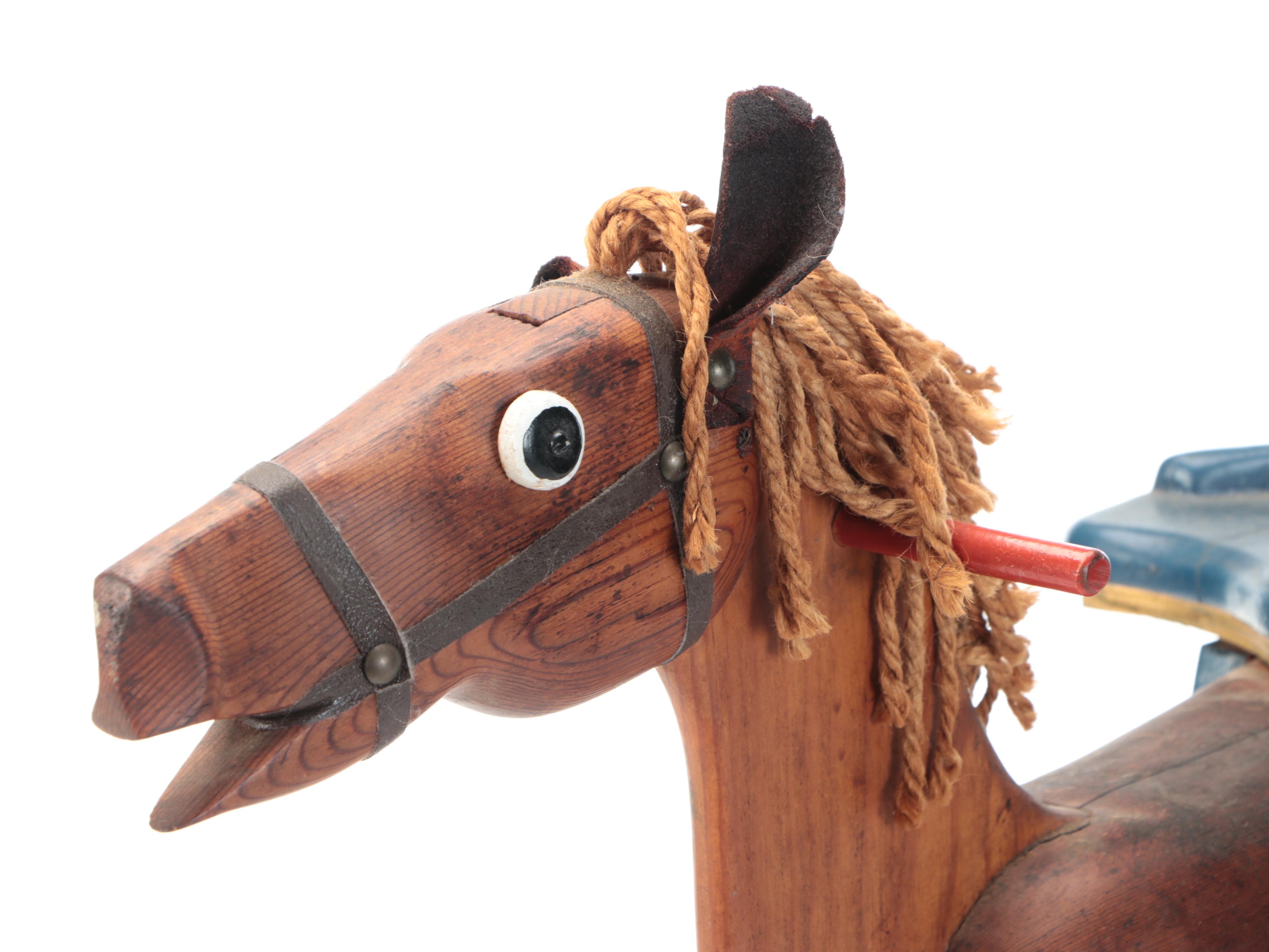 Robert Beaven Hand-Crafted Polychrome Wooden Rocking Horse