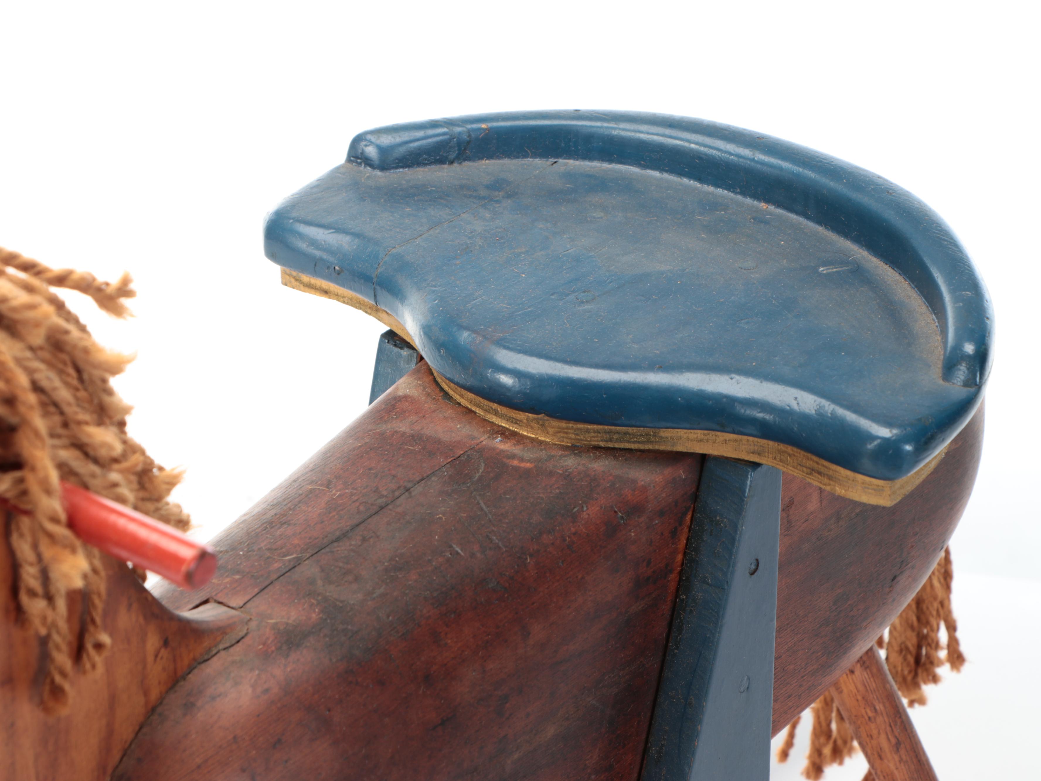 Robert Beaven Hand-Crafted Polychrome Wooden Rocking Horse