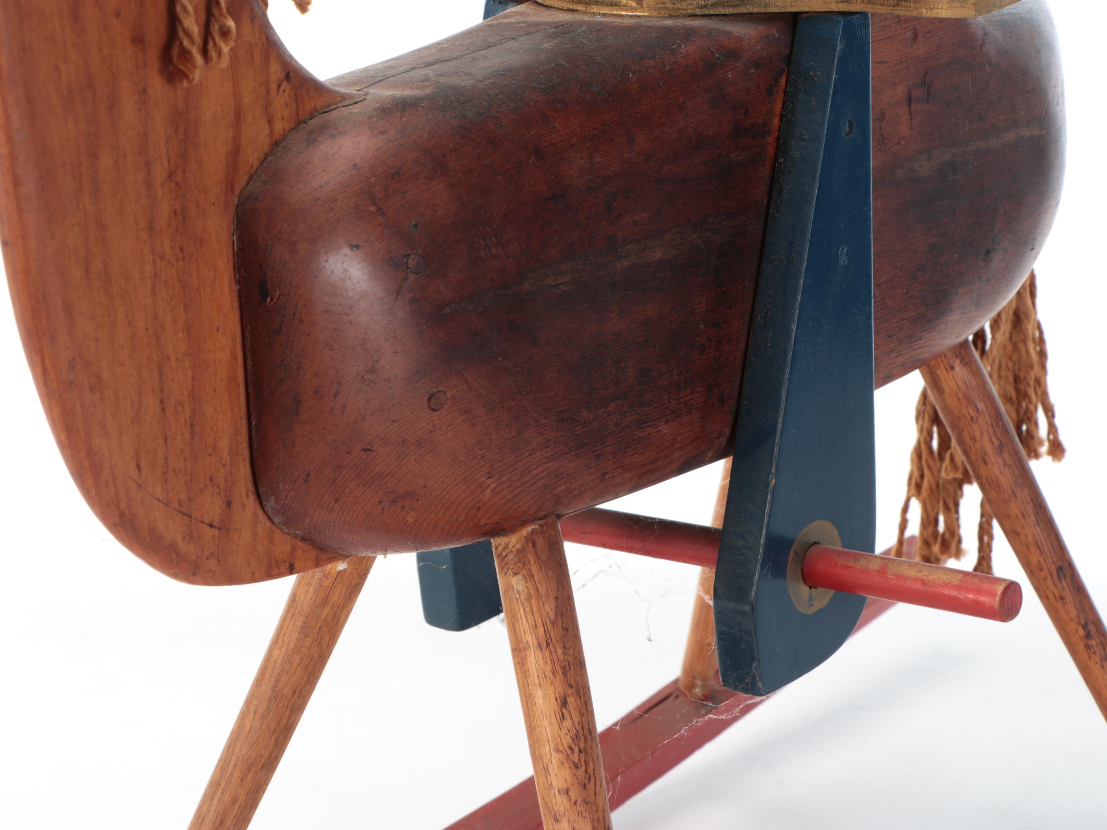 Robert Beaven Hand-Crafted Polychrome Wooden Rocking Horse