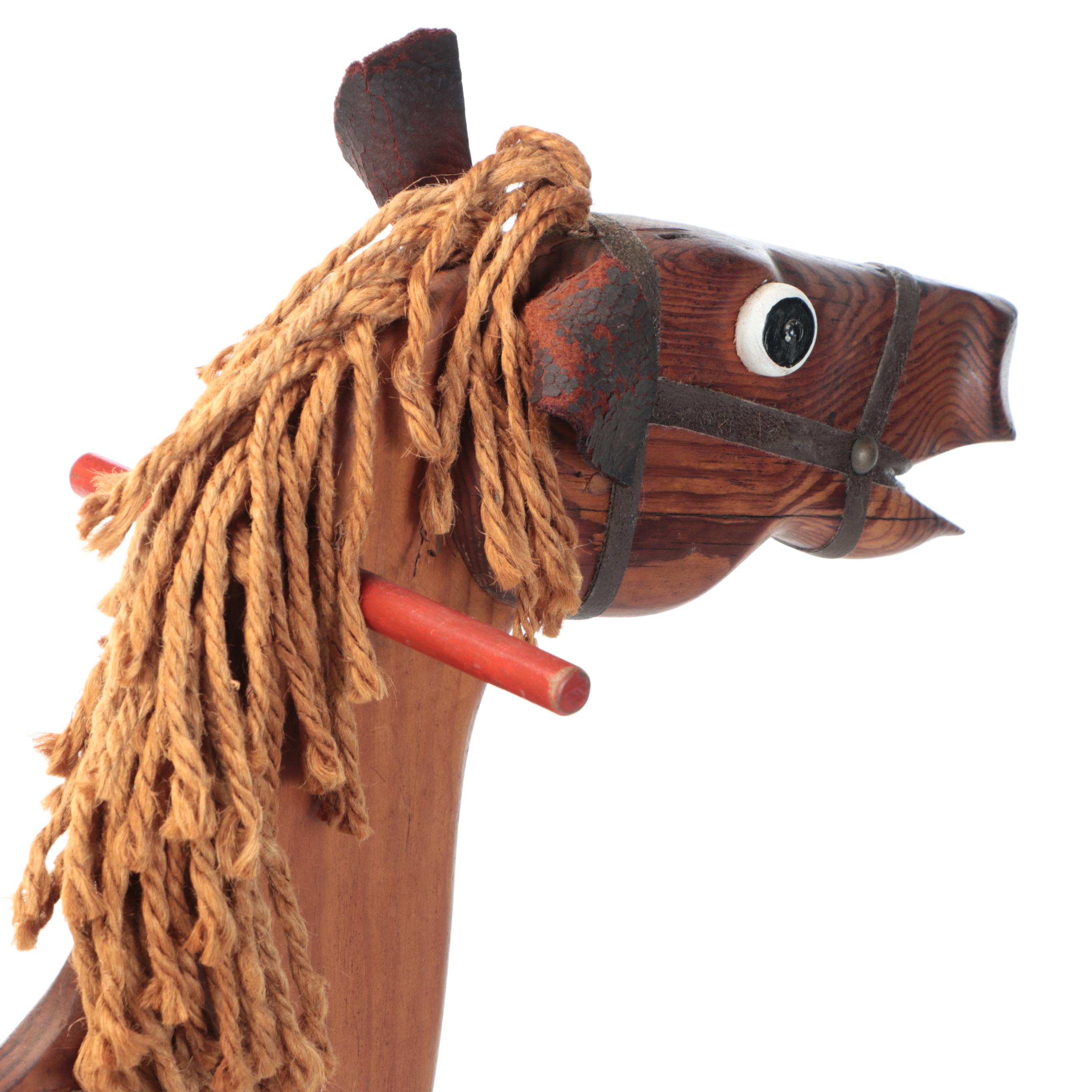 Robert Beaven Hand-Crafted Polychrome Wooden Rocking Horse