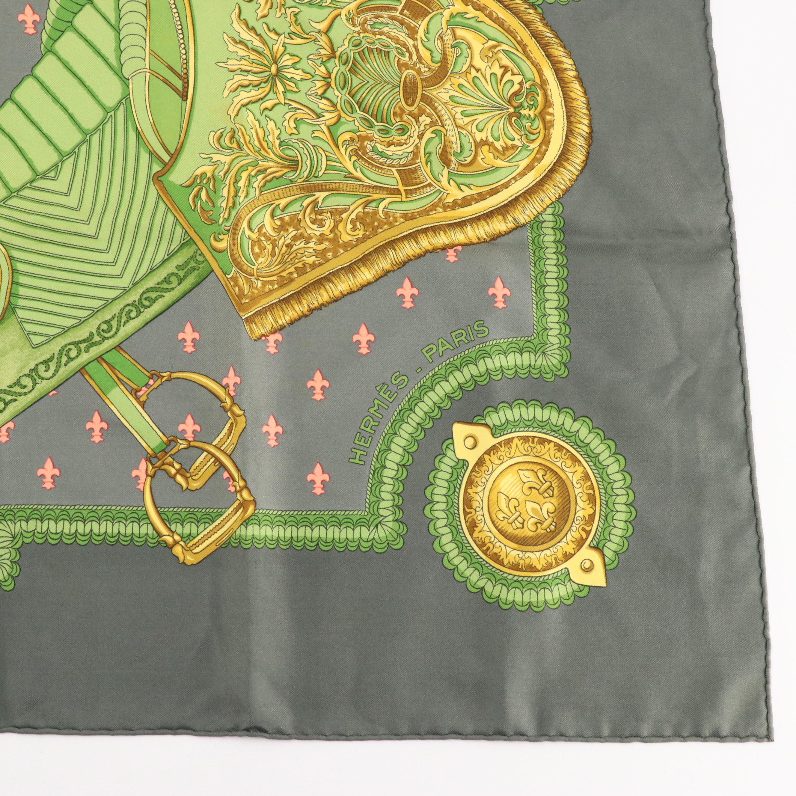 Hermès "Selles a Housse" Scarf 90 in Silk Twill