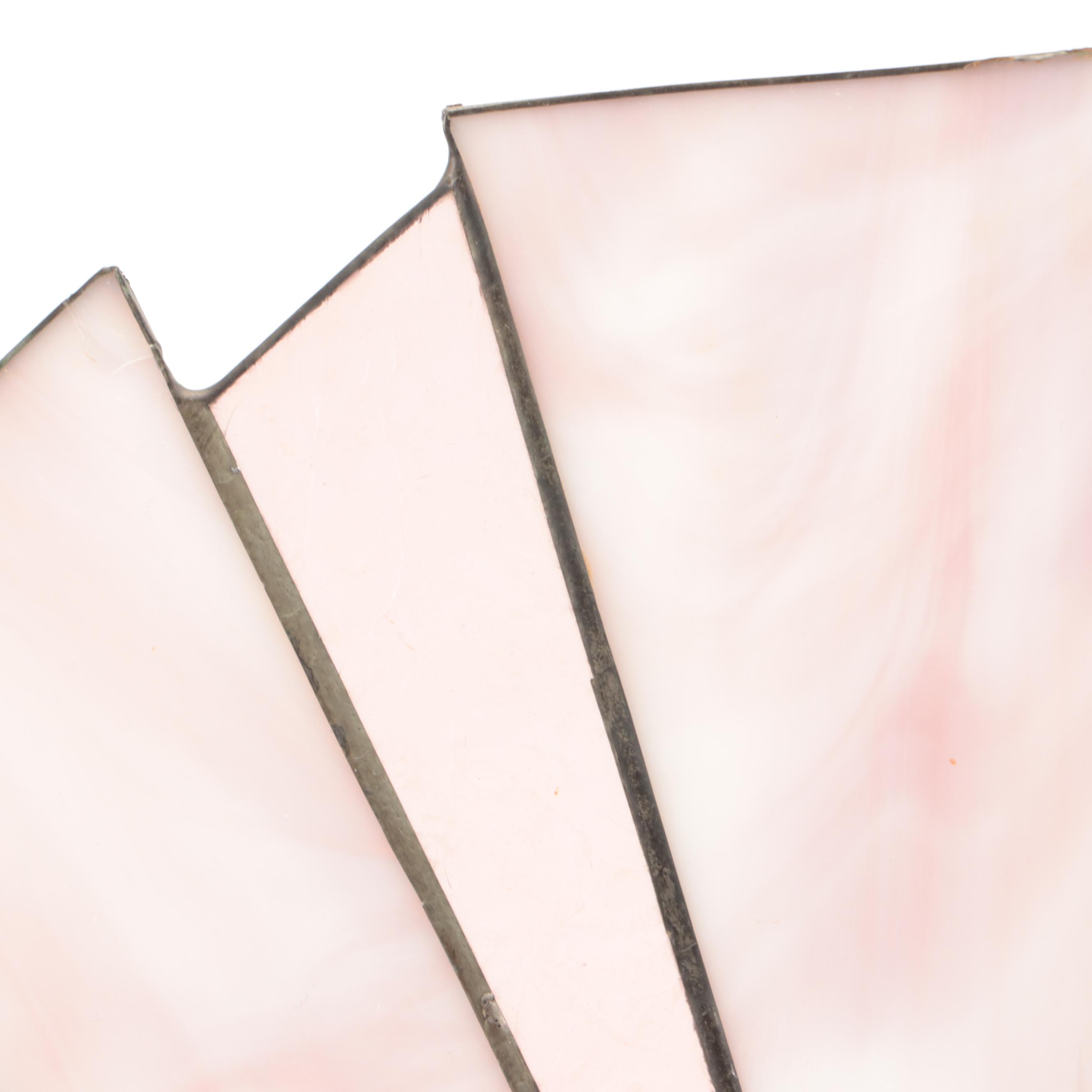 Art Deco Style Nude Female Metal Table Lamp with Slag Glass Fan Shade