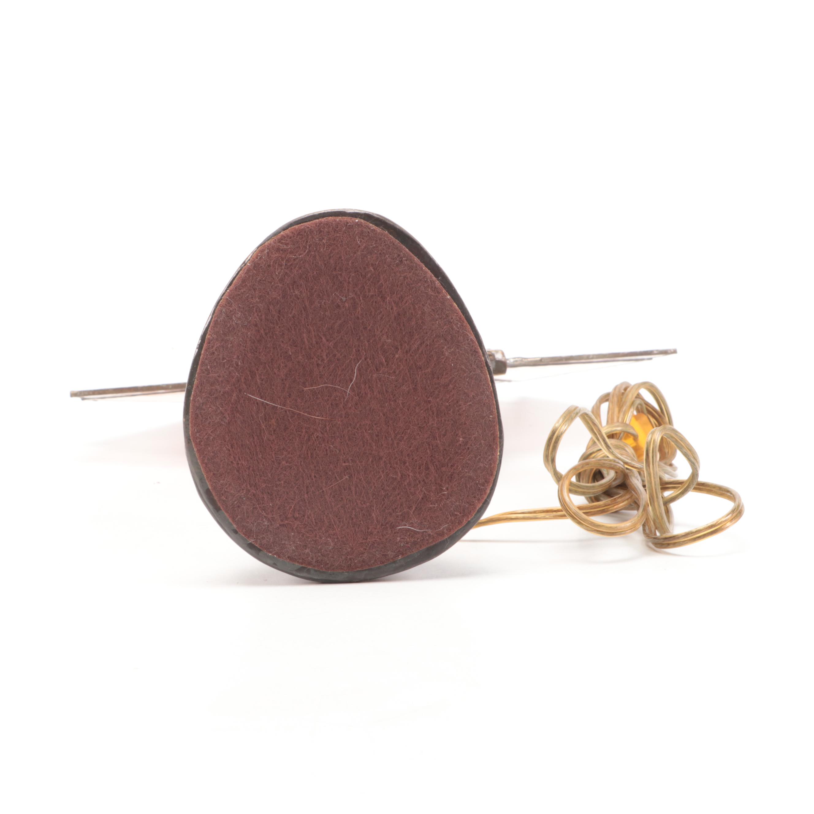 Art Deco Style Nude Female Metal Table Lamp with Slag Glass Fan Shade