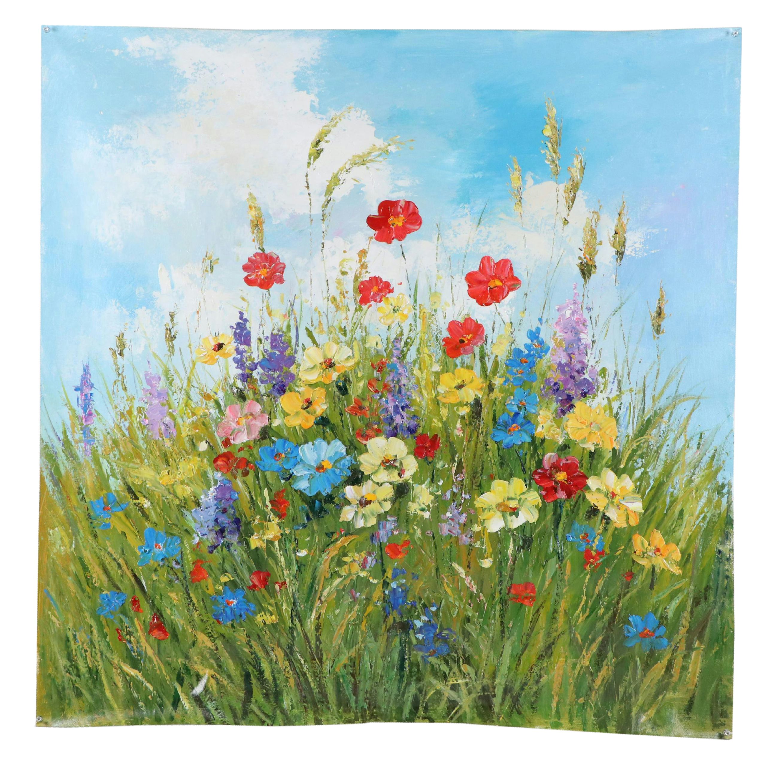 Ping Floral Landscape Oil Painting, 21st Century