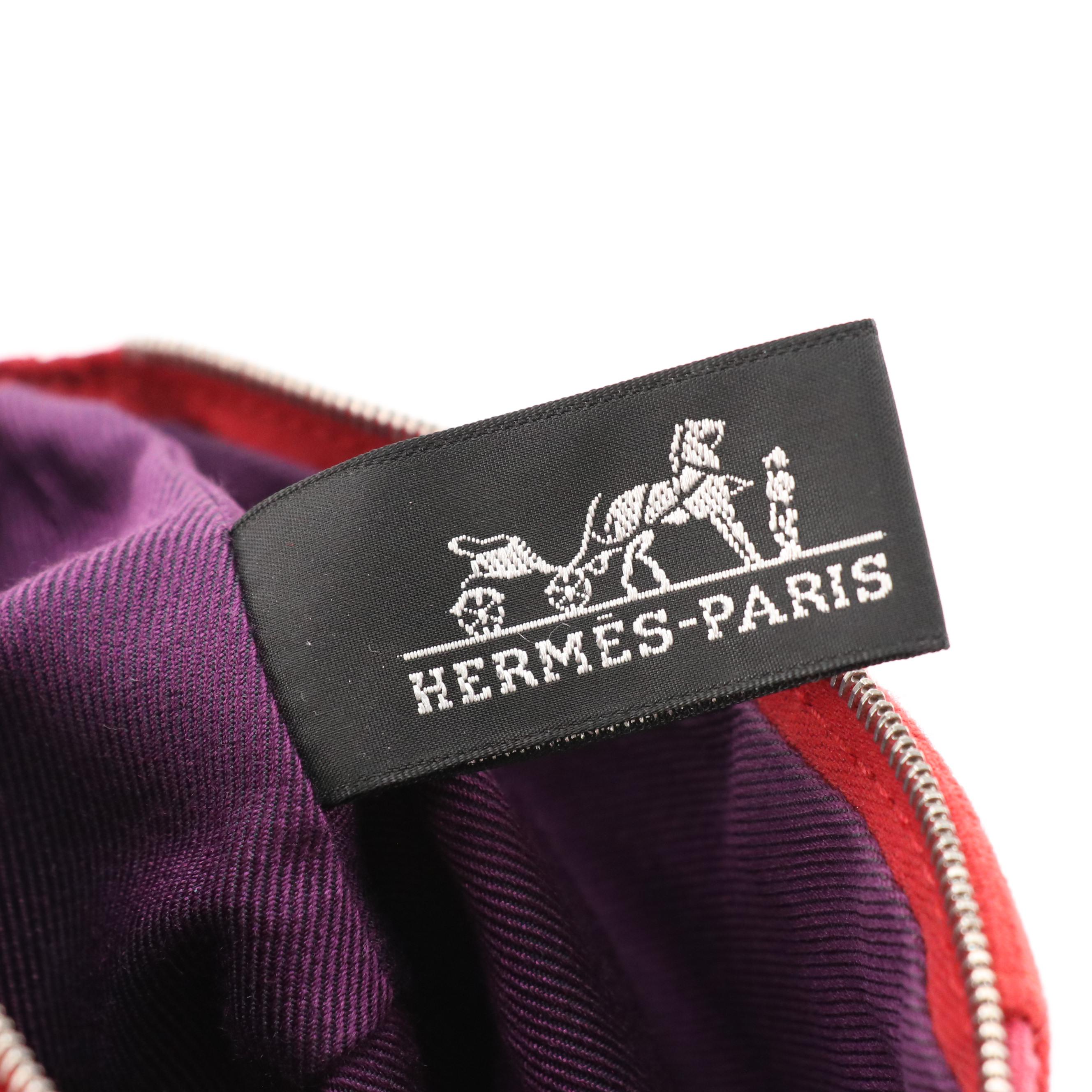 Hermès Trousse Palmyre Zip Pouch in Raspberry Red Canvas