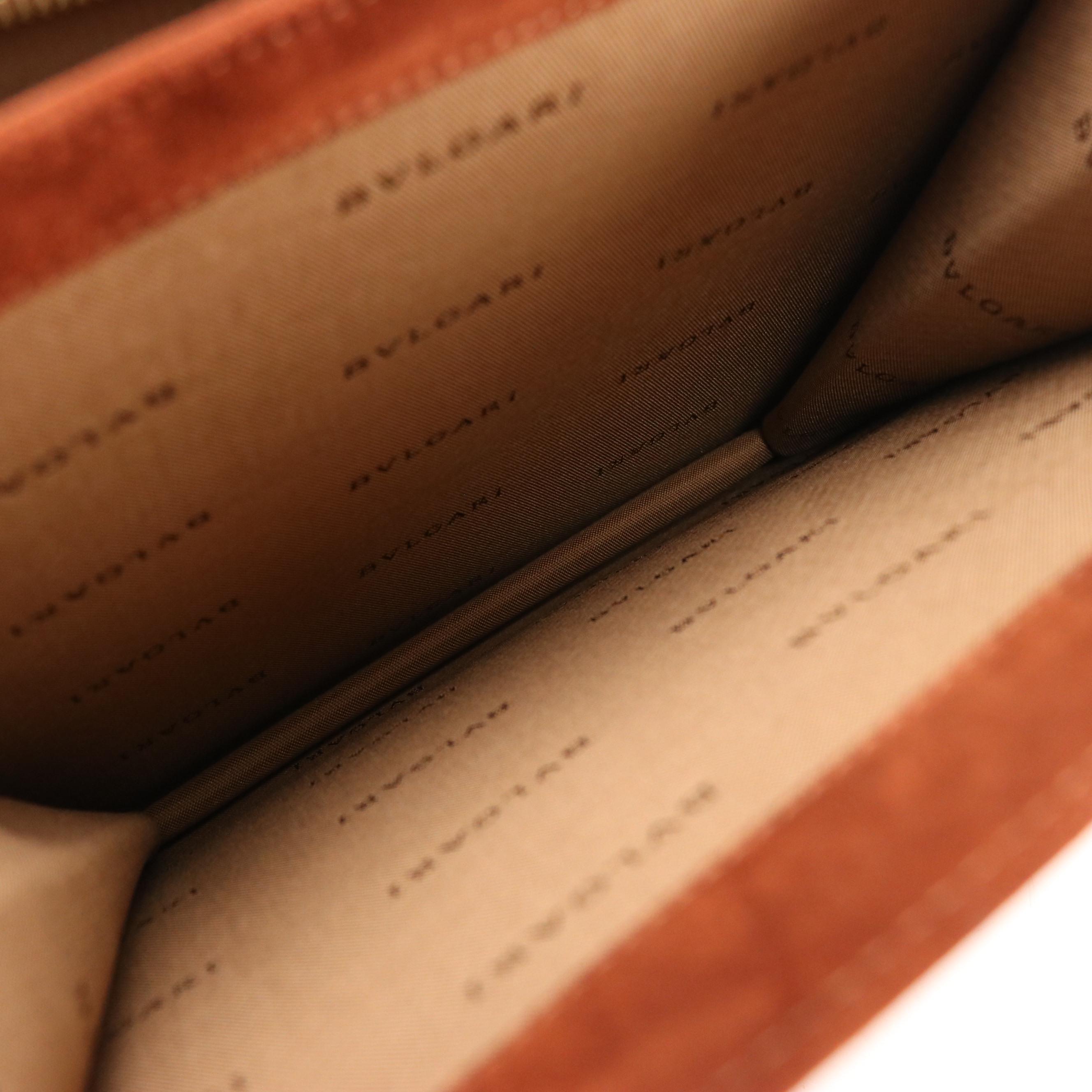 BVLGARI Accordion Shoulder Tote Bag in Brown Suede Leather