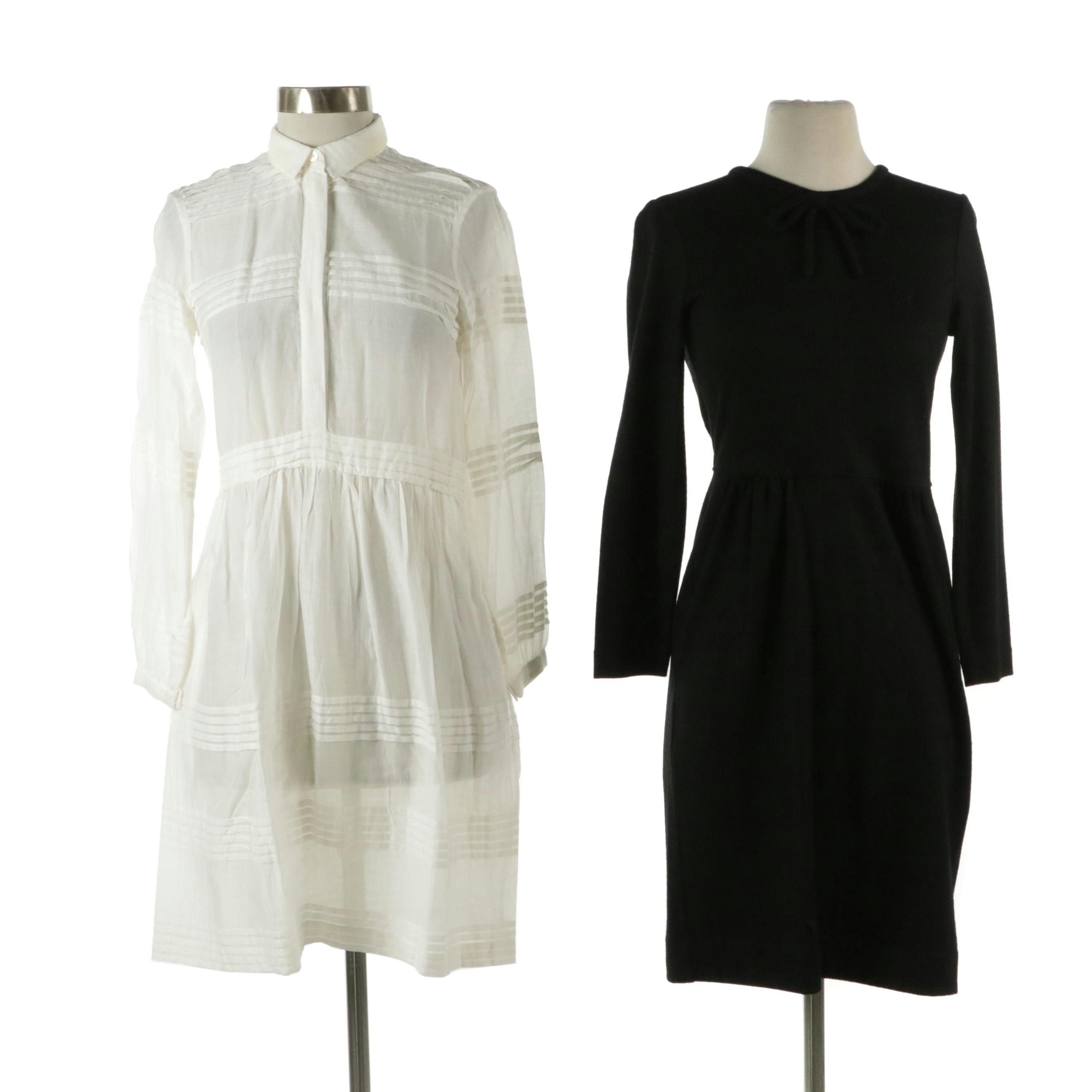 Burberry Brit Wool Sweater Dress and Sheer Cotton Shirt Waist Dress
