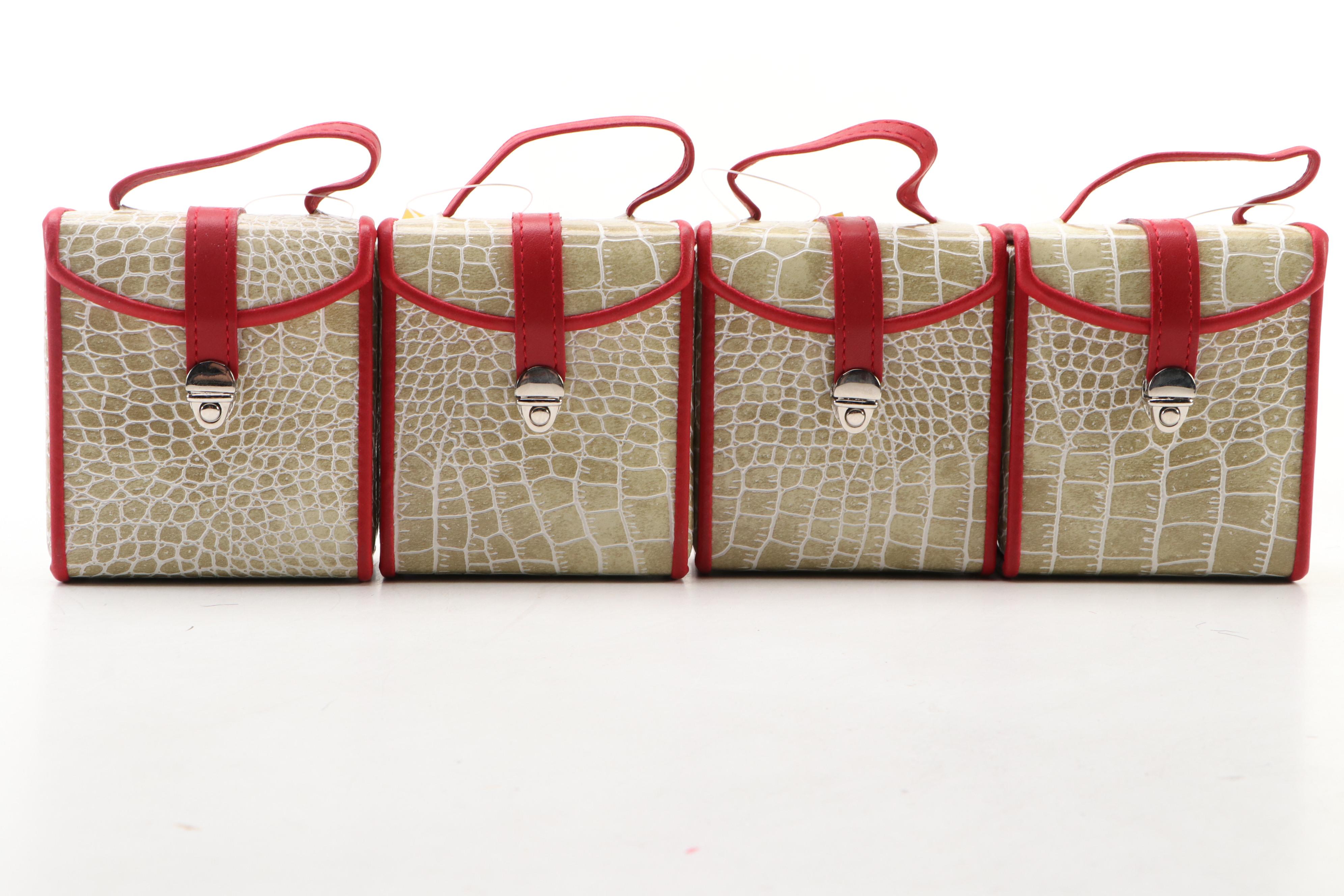 Alten International Faux Crocodile Embossed Travel Jewelry Cases