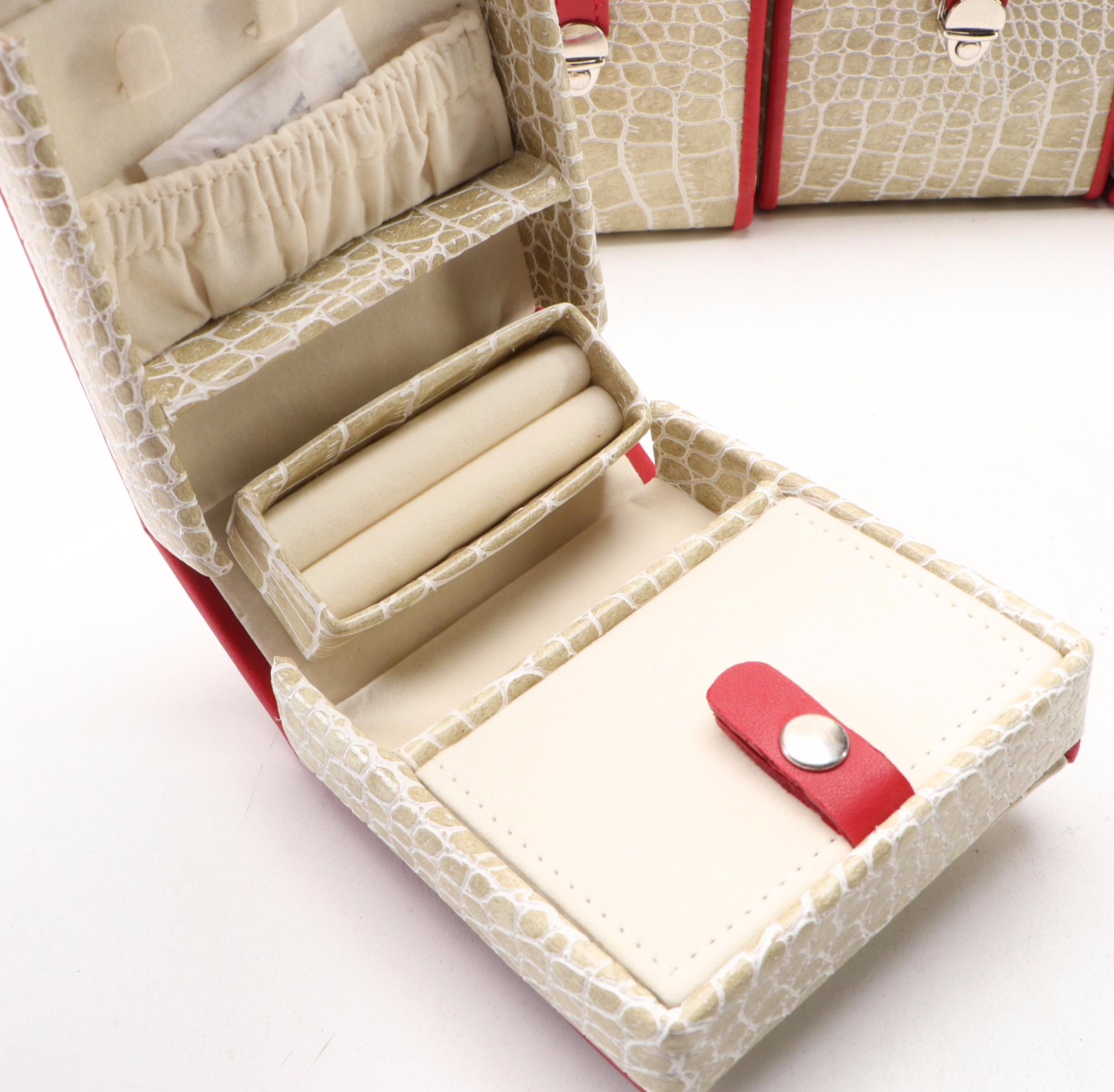 Alten International Faux Crocodile Embossed Travel Jewelry Cases