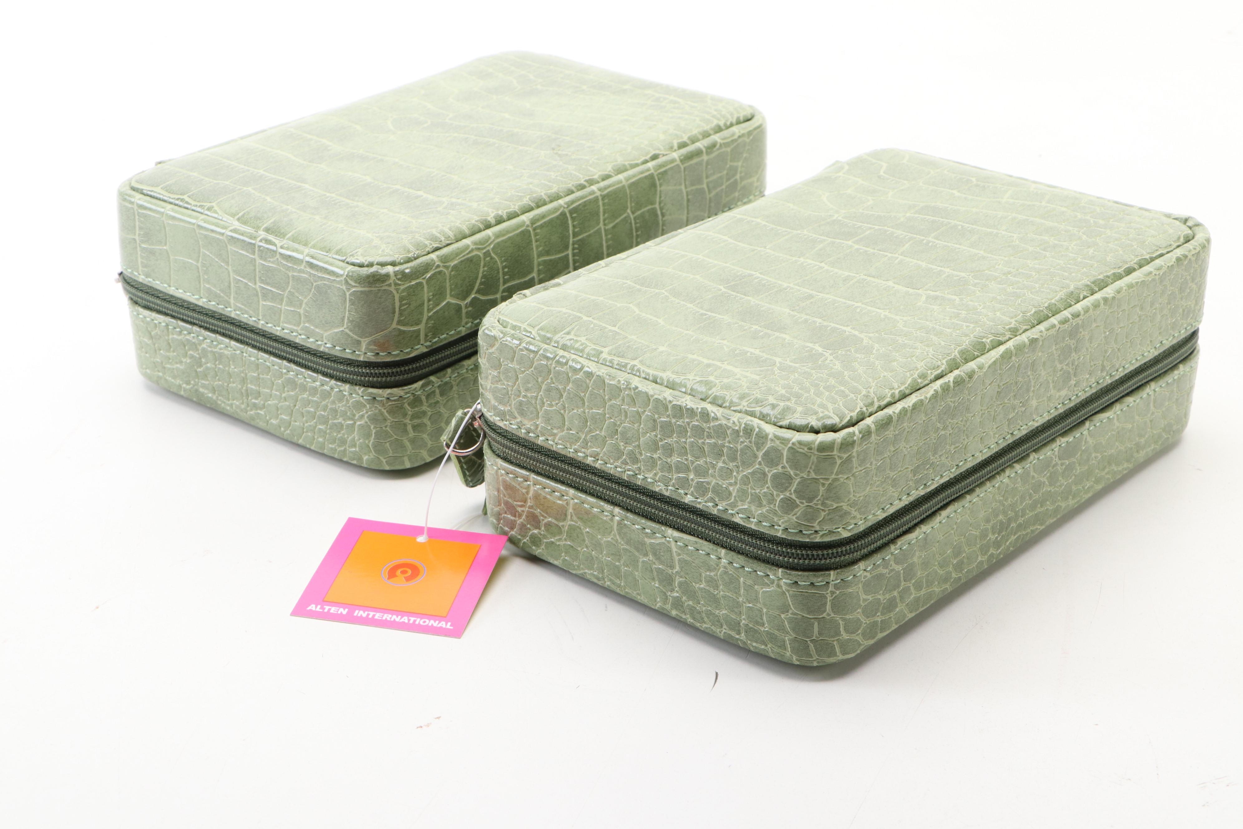 Alten International Faux Crocodile Embossed Travel Jewelry Cases