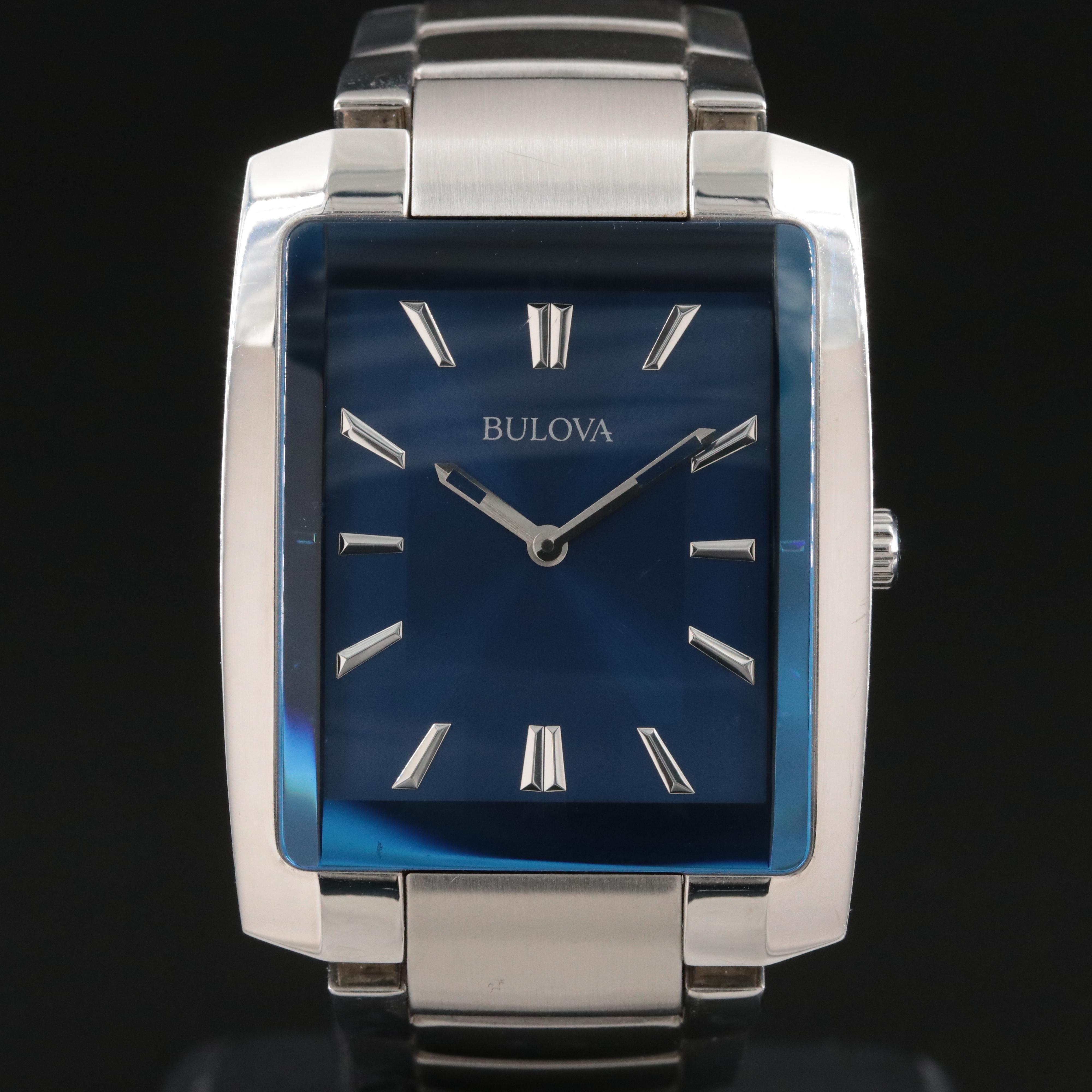 Bulova Classic Stainless Steel Blue Dial Quartz Watch
