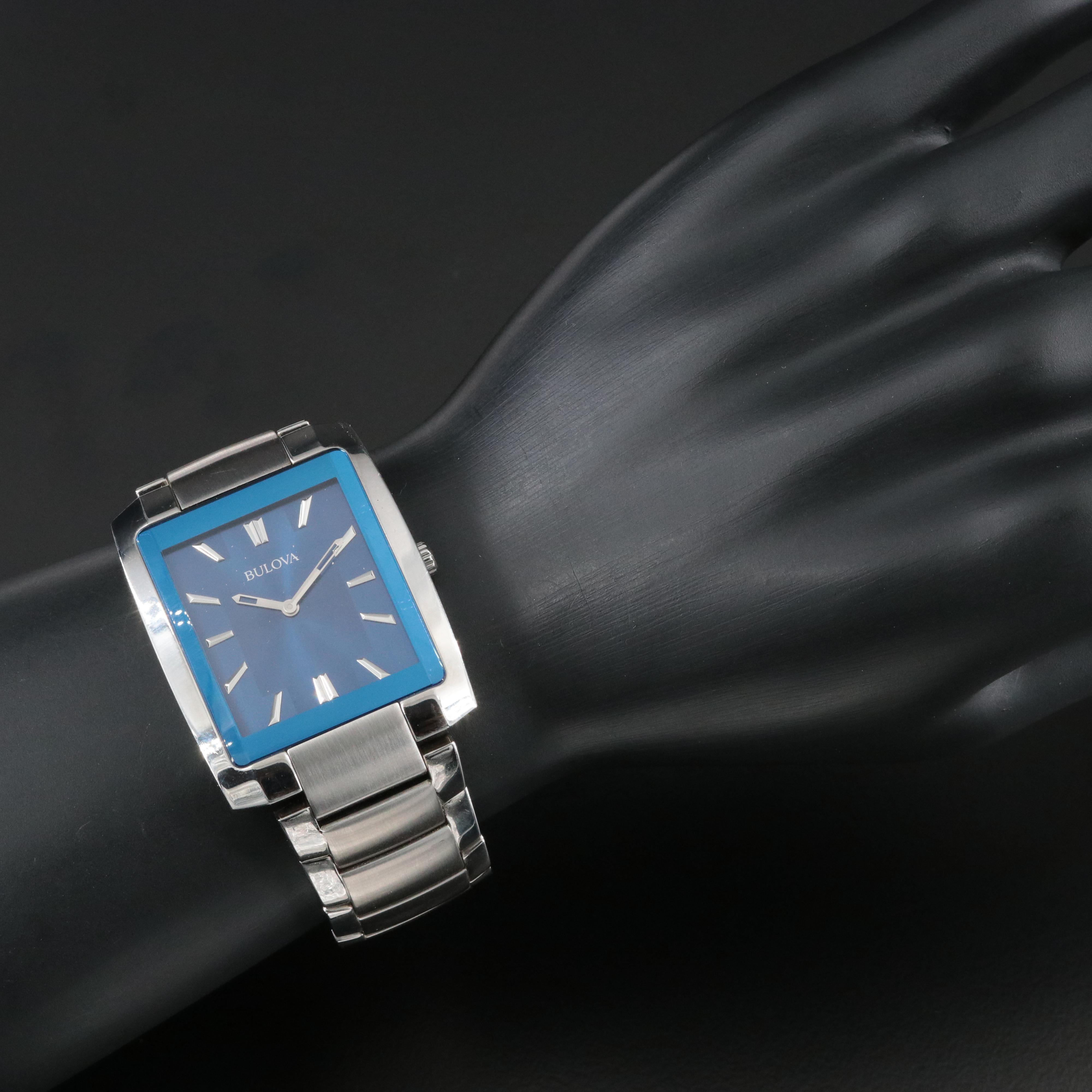 Bulova Classic Stainless Steel Blue Dial Quartz Watch