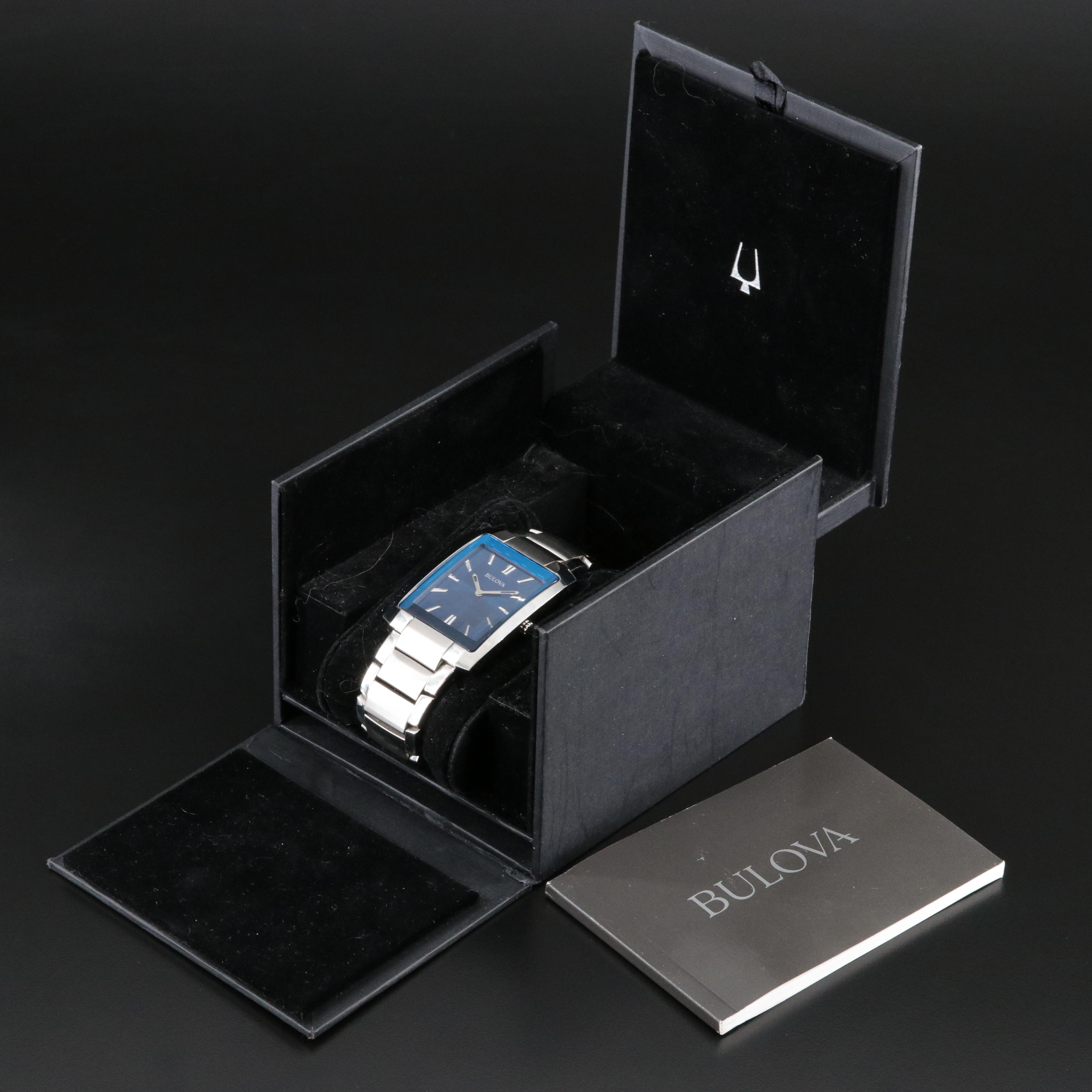 Bulova Classic Stainless Steel Blue Dial Quartz Watch