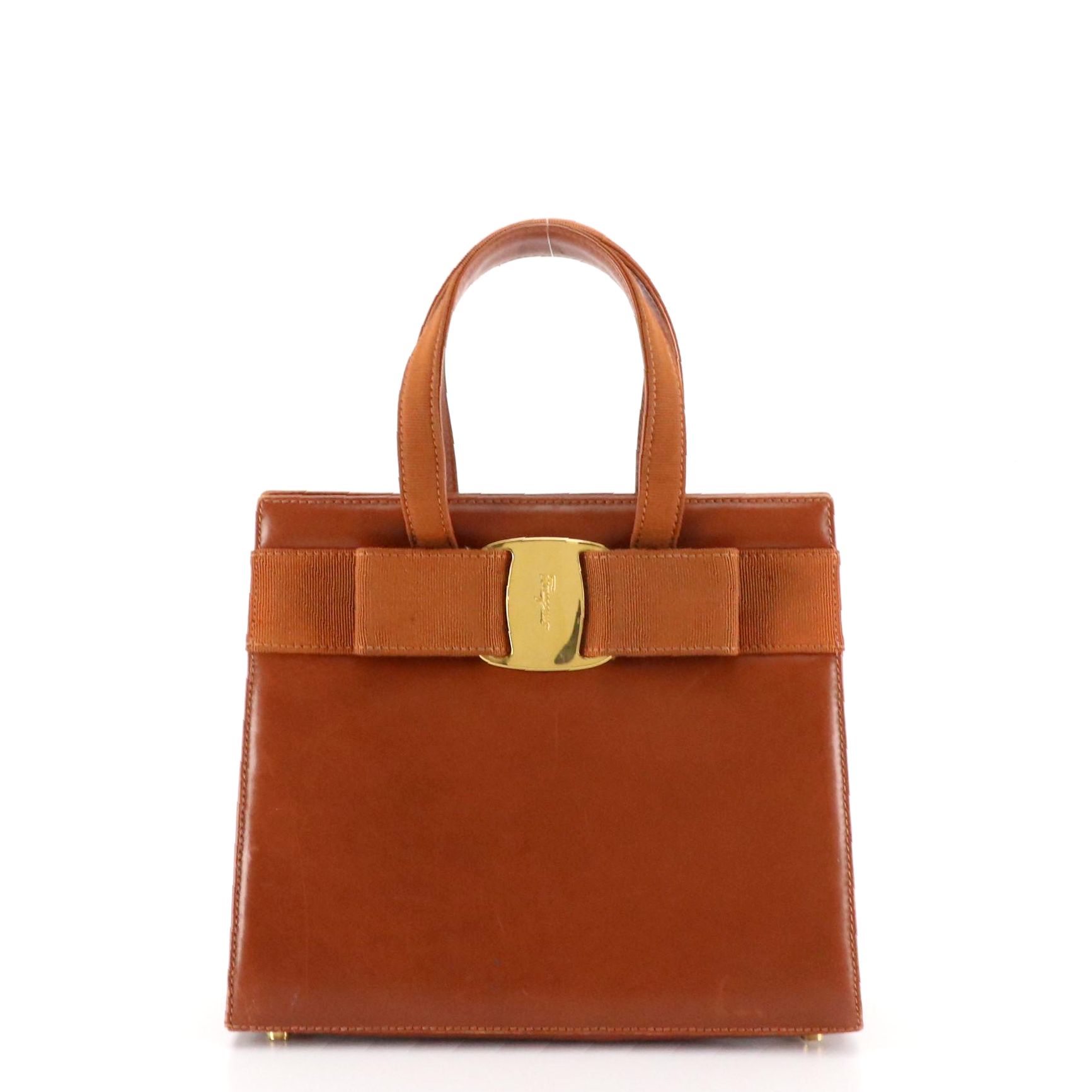 Salvatore Ferragamo Vara Bow Handbag in Brown Leather