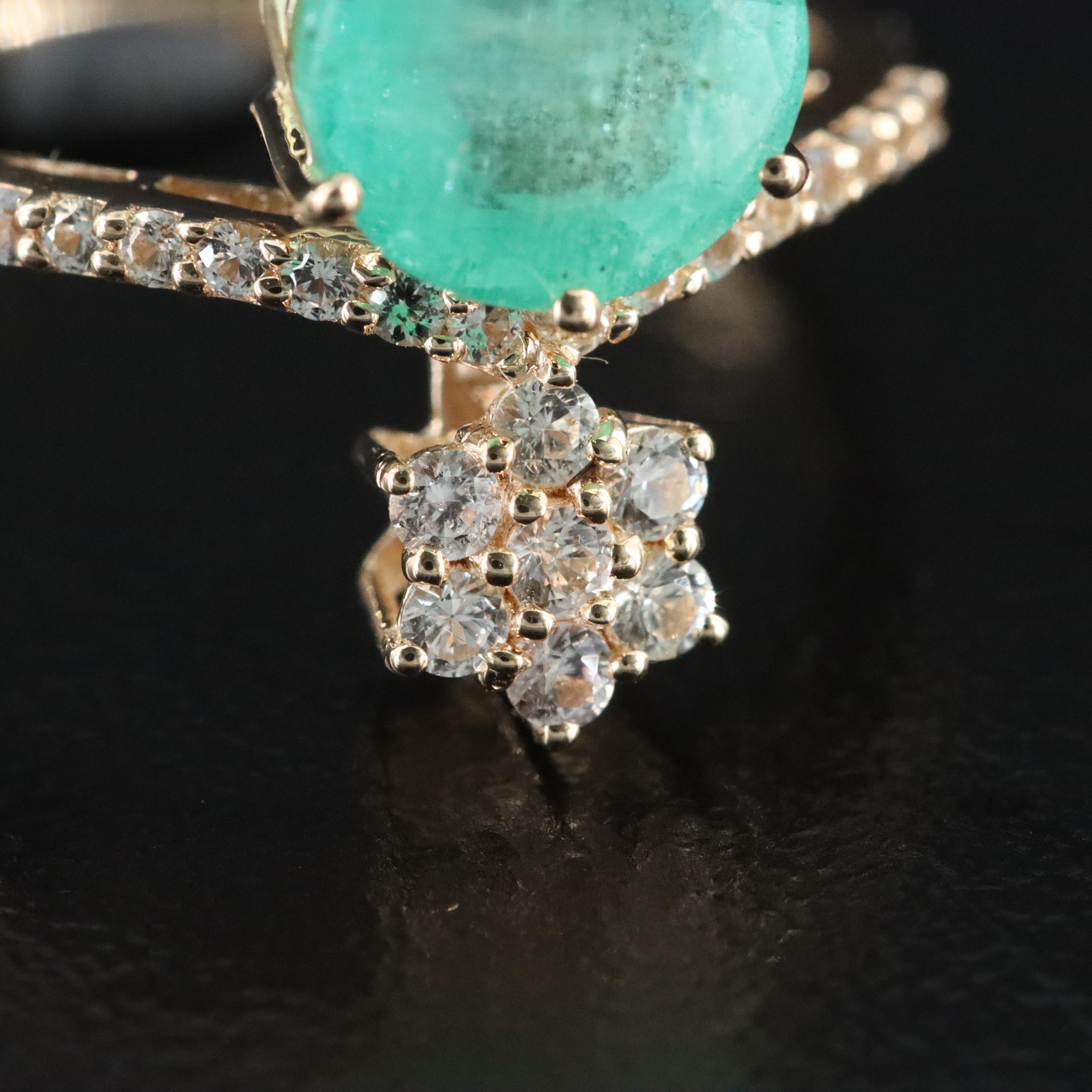 14K 1.82 CT Emerald and White Sapphire Ring