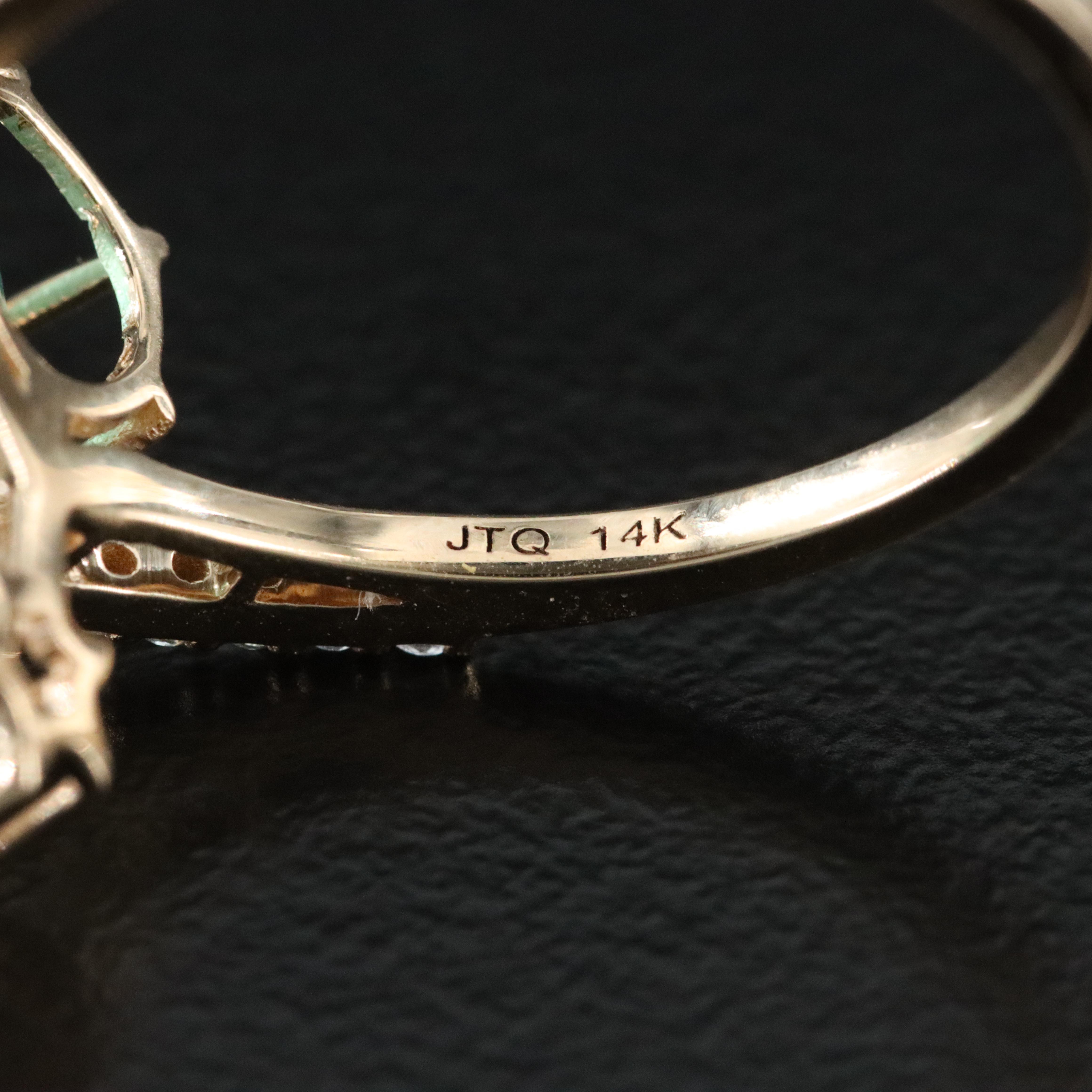 14K 1.82 CT Emerald and White Sapphire Ring