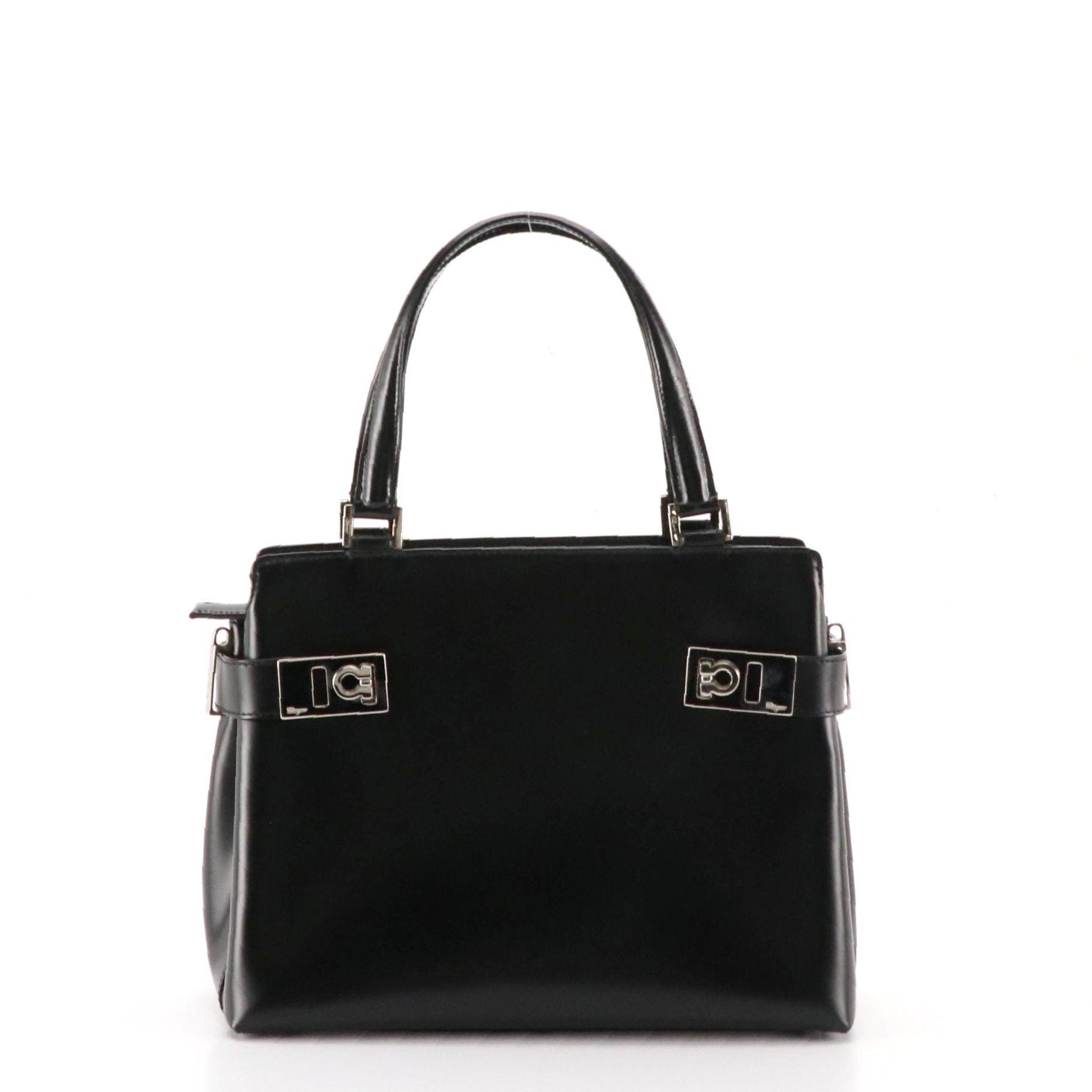 Salvatore Ferragamo Gancini Buckle Strap Two-Way Bag in Glazed Leather