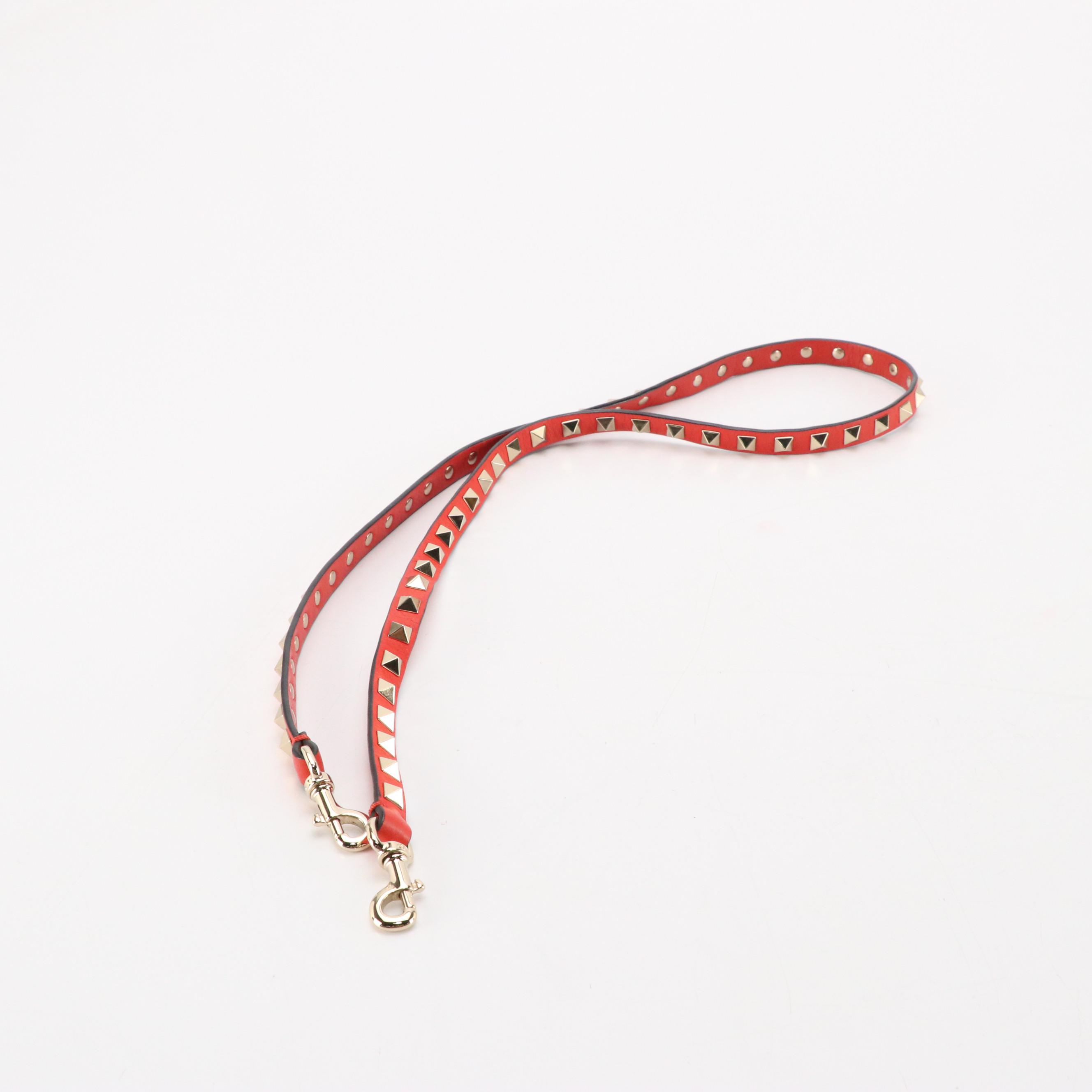 Valentino Garavani Small Rockstud Two-Way Tote in Cherry Red Calfskin Leather