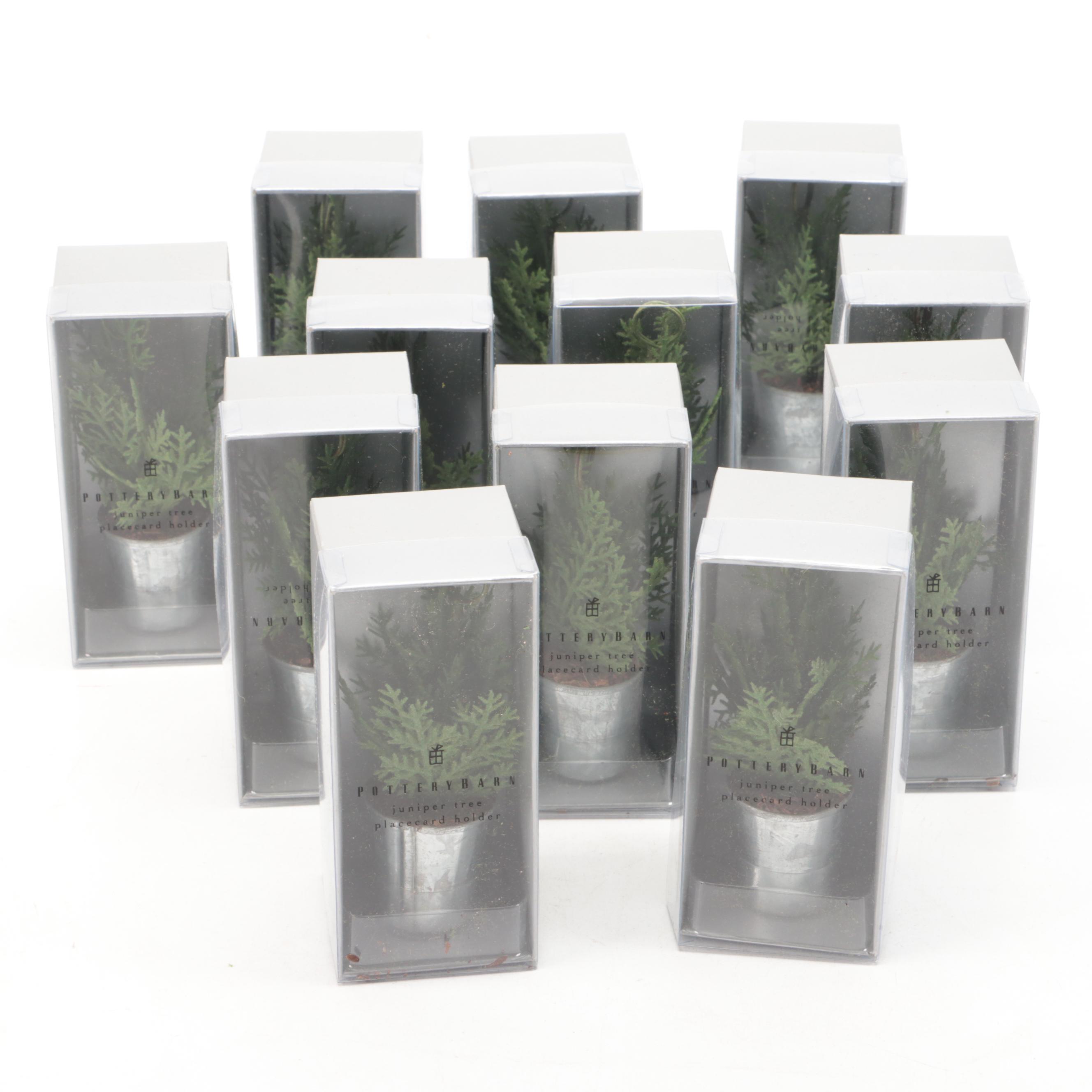 Pottery Barn Faux Juniper Bushes and Place Card Holders with Electric Candles