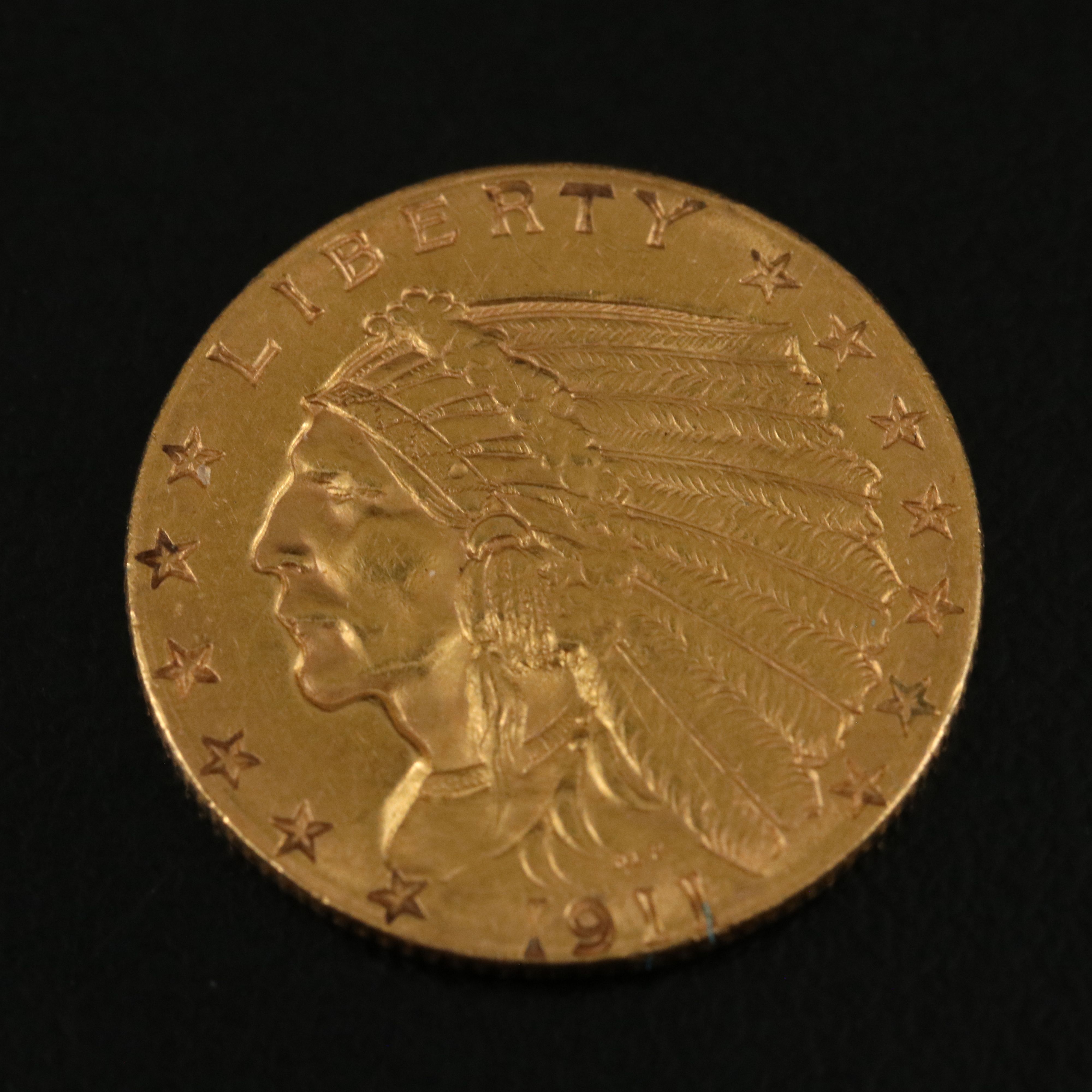 1911 Indian Head $2 1/2 Gold Quarter Eagle Coin