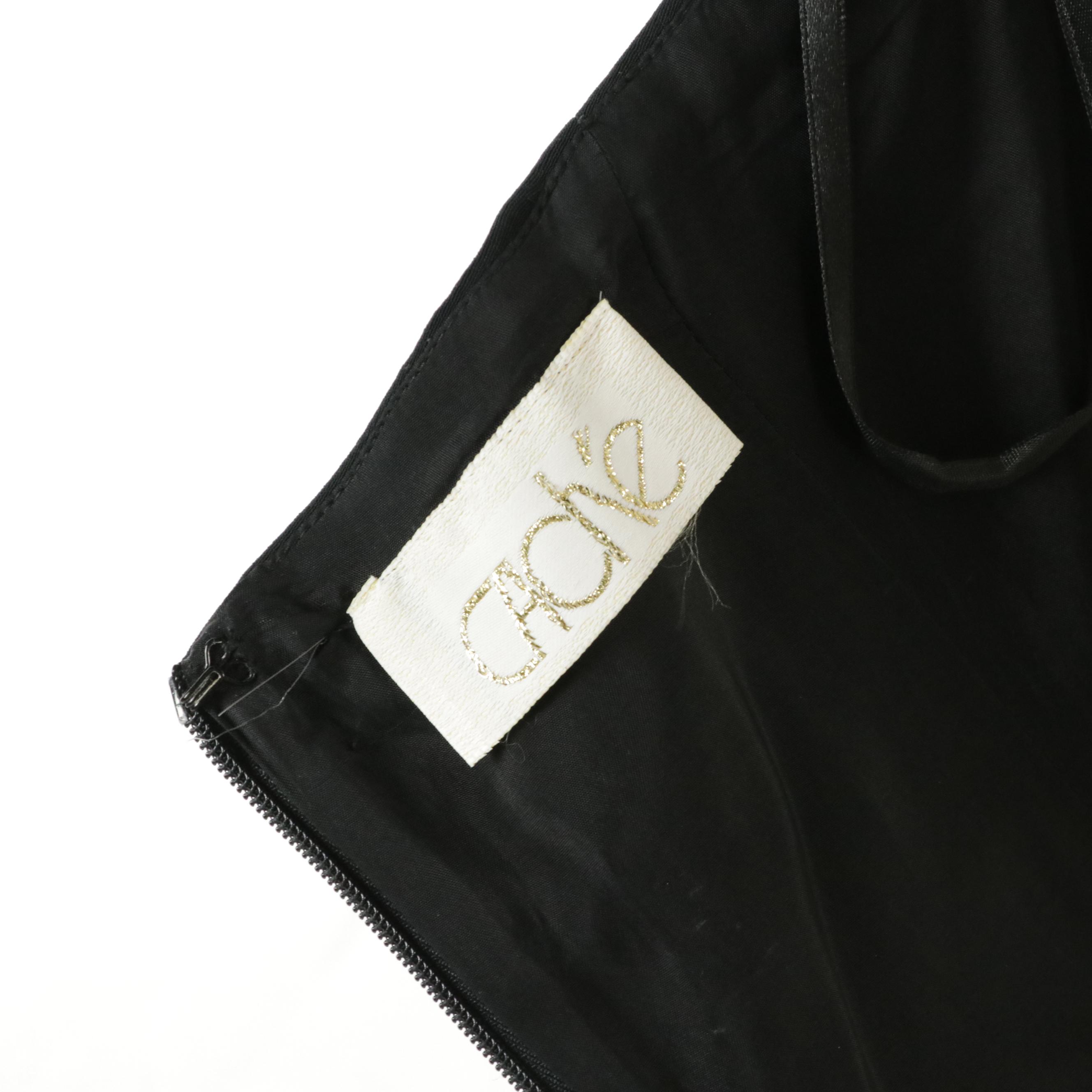 Caché Vintage Beaded Halter Strap Evening Dress