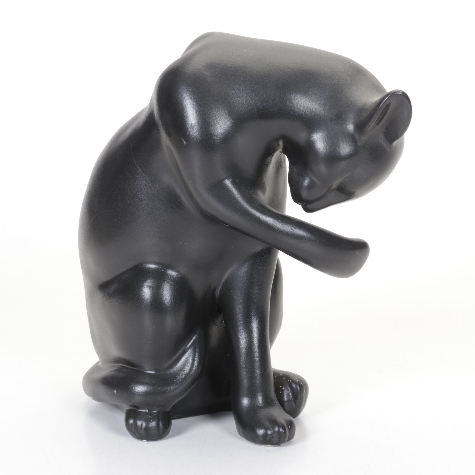 Bathing Black Cat Statue