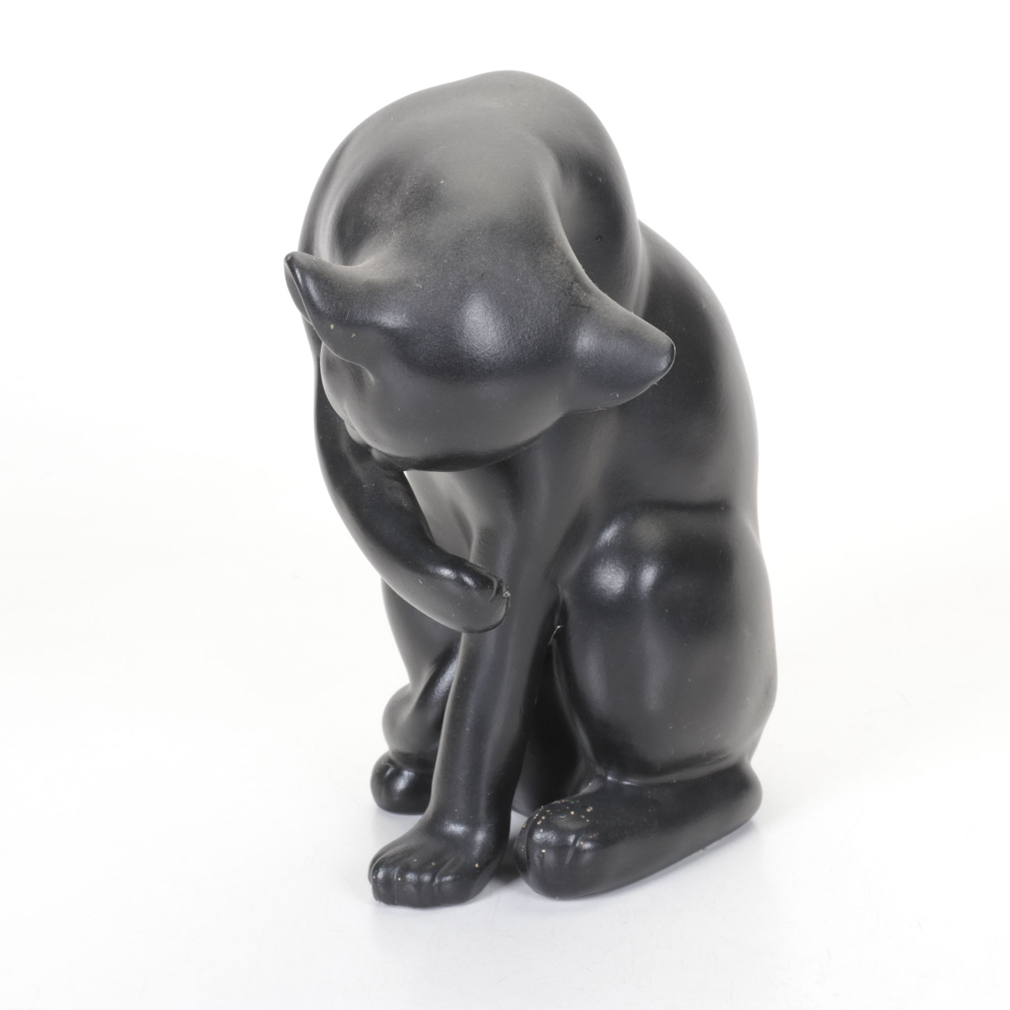 Bathing Black Cat Statue