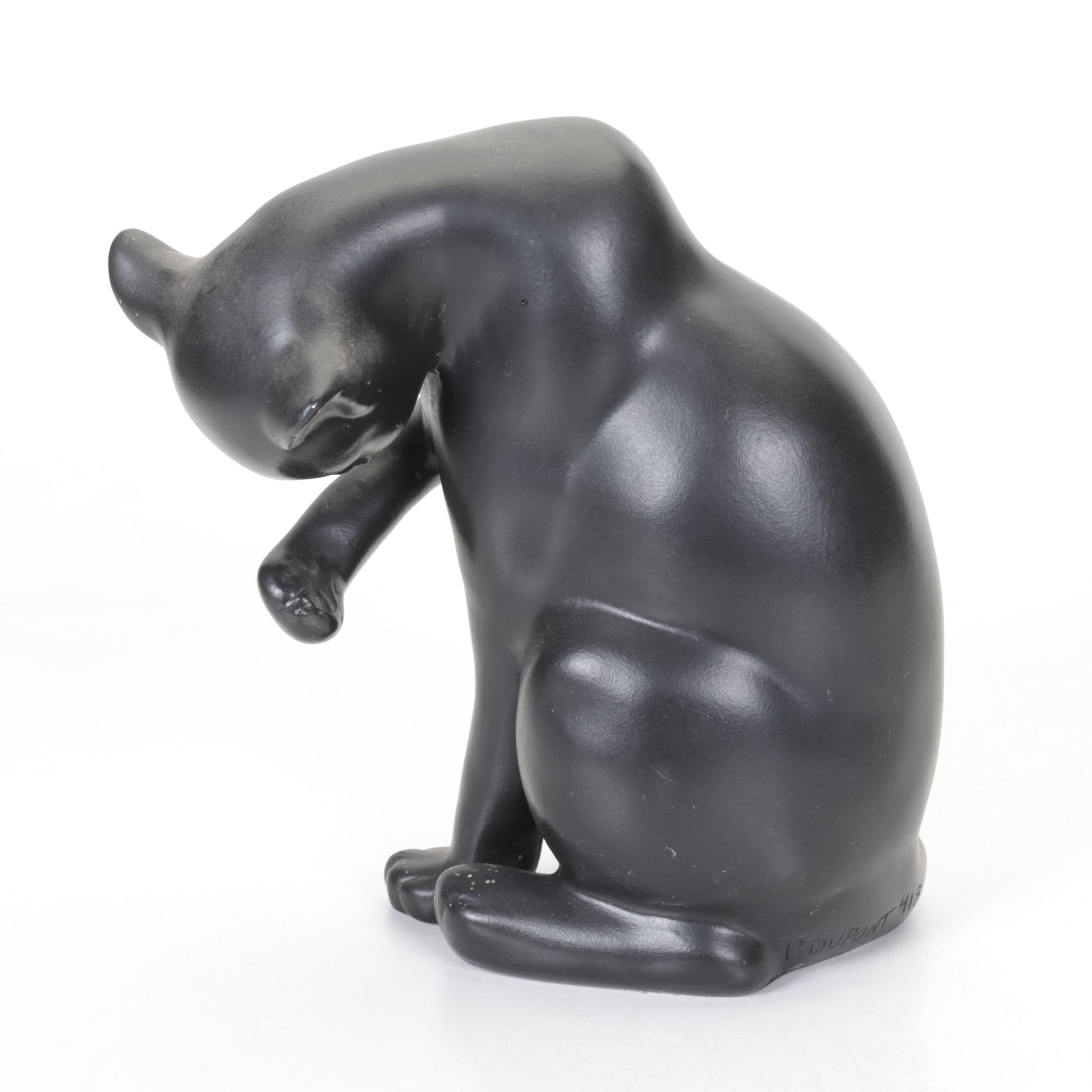 Bathing Black Cat Statue