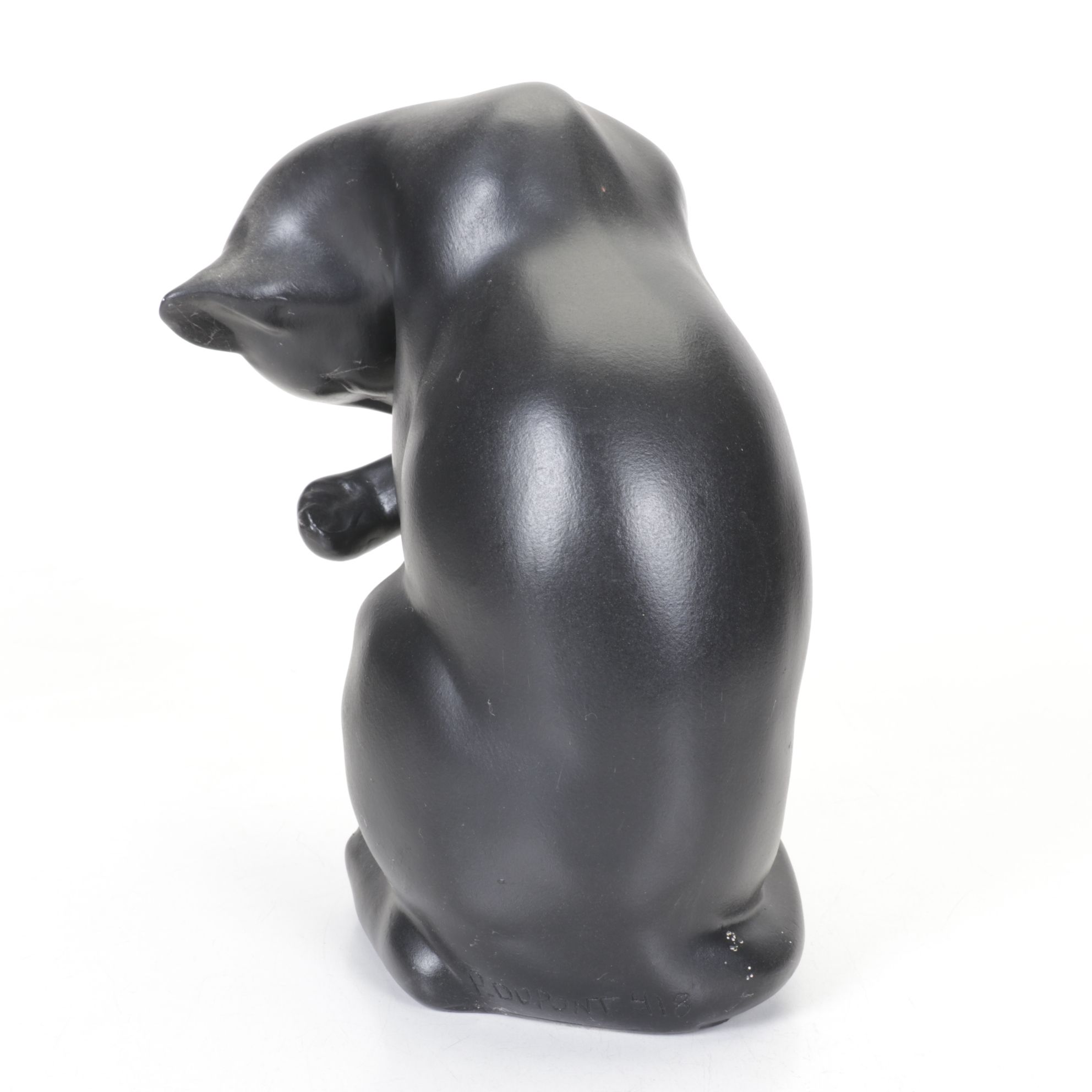 Bathing Black Cat Statue