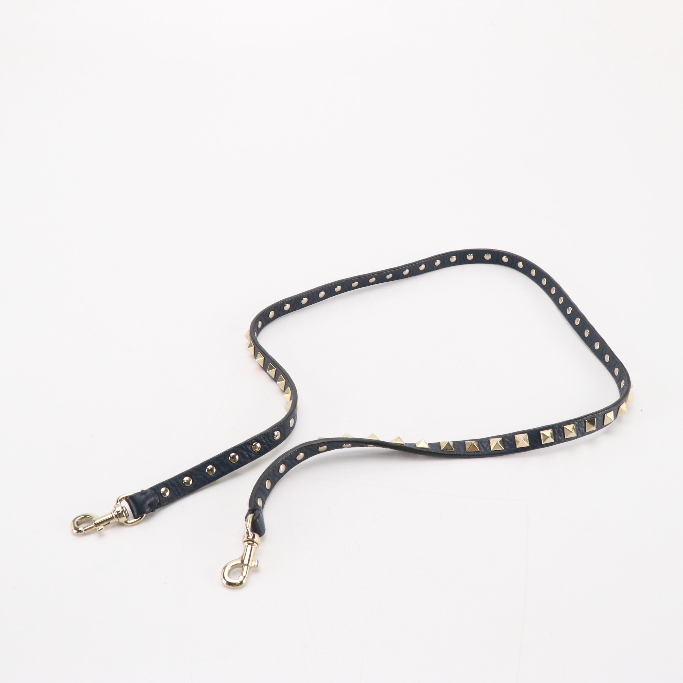 Valentino Garavani Small Rockstud Two-Way Tote in Navy Blue Calfskin Leather