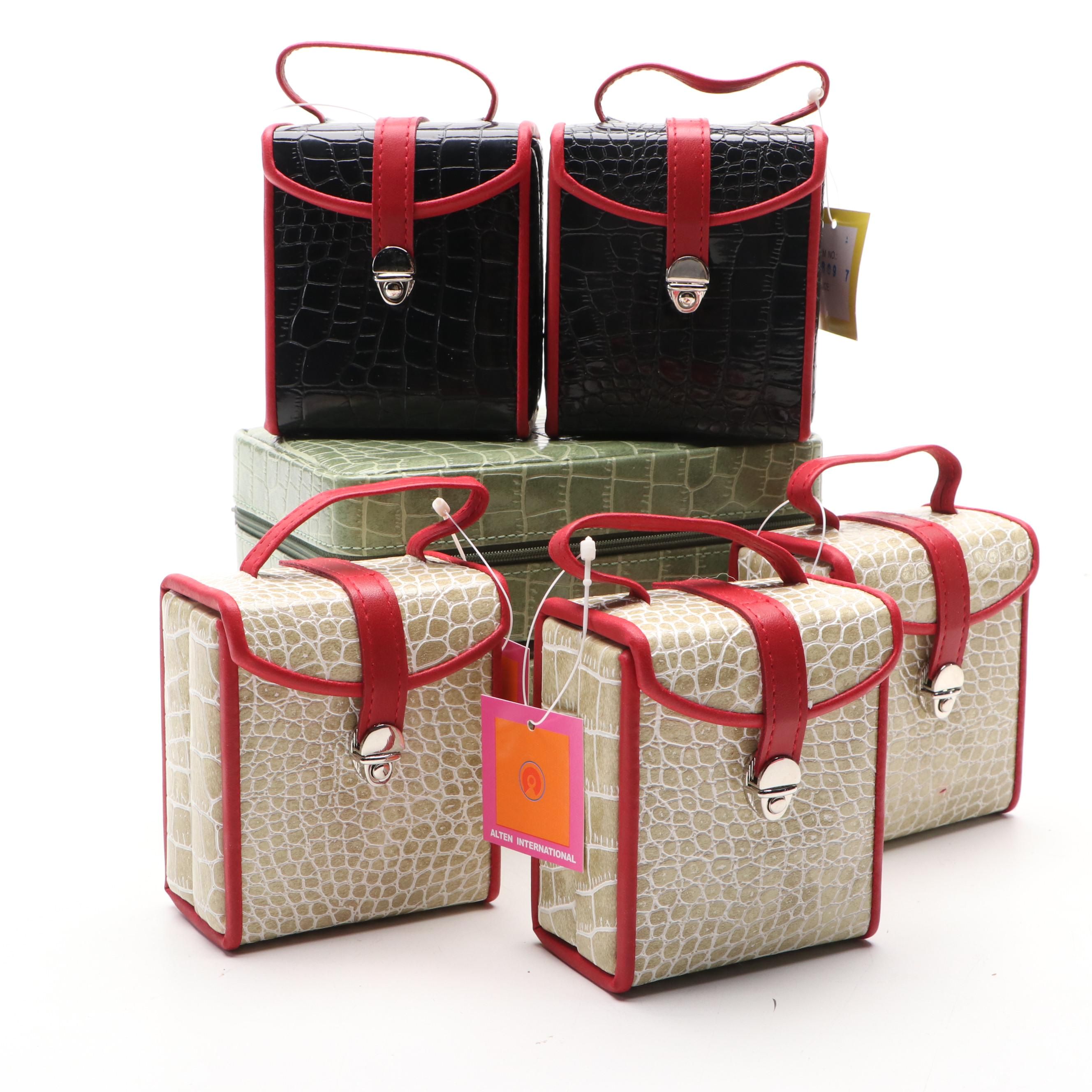Alten International Faux Crocodile Embossed Jewelry Cases