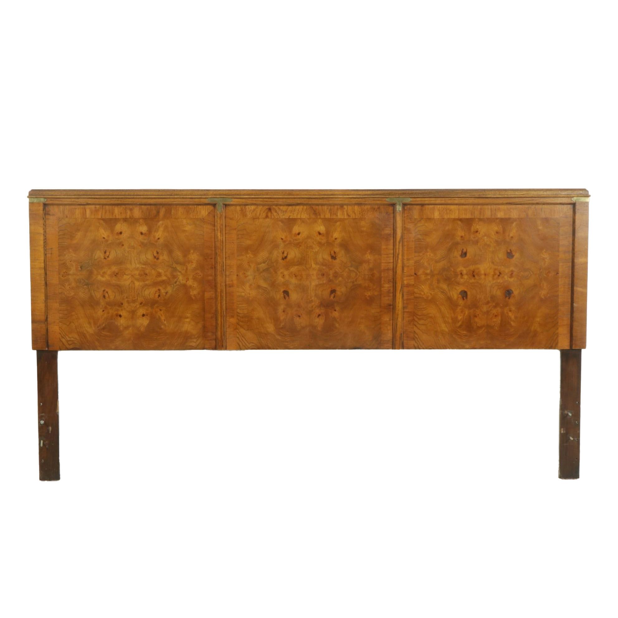 Lane Burl Walnut Campaign Style King Size Headboard