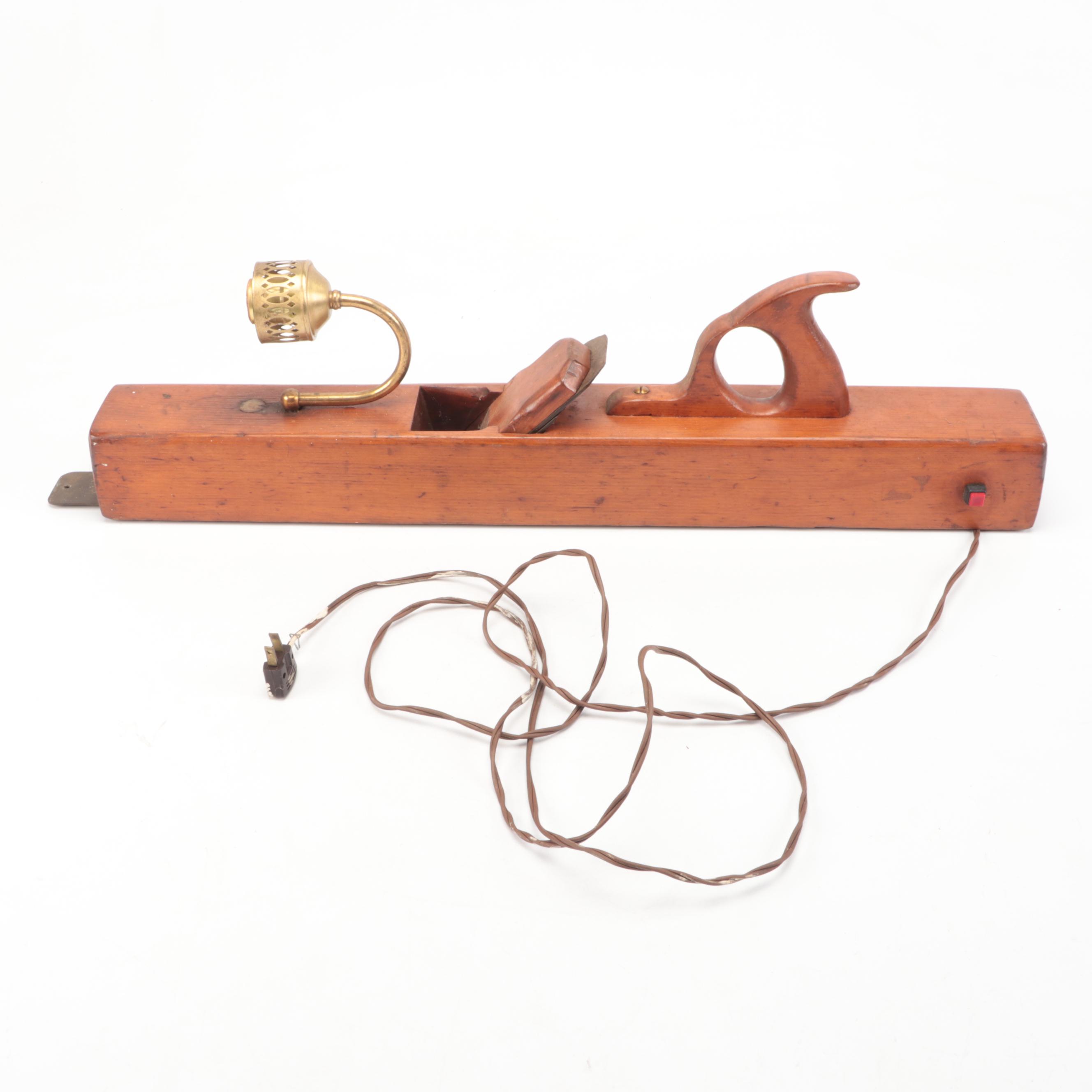 Repurposed Wood Plane Wall Sconce