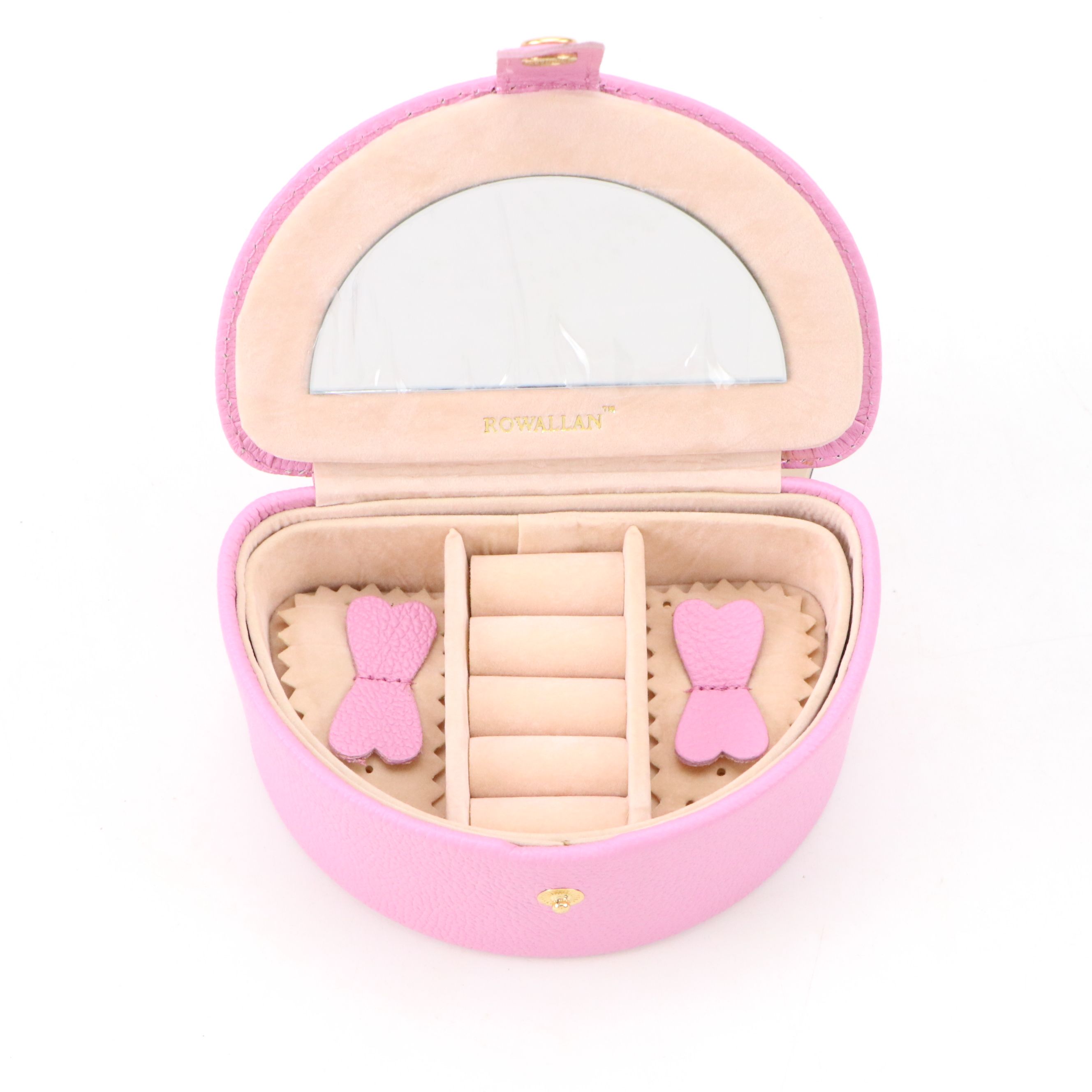 Rowallan Pink and Orange Leather Travel Jewelry Boxes