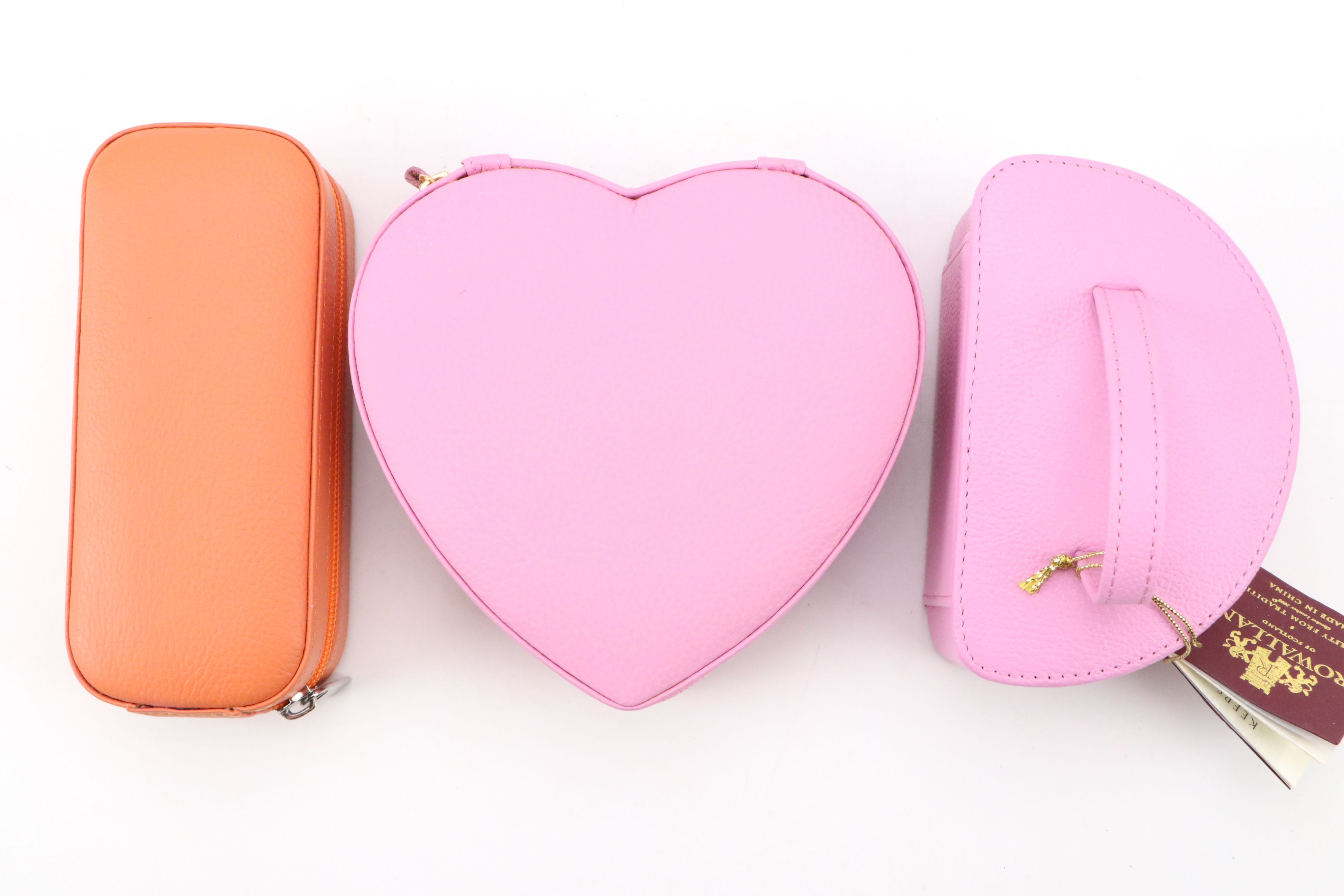 Rowallan Pink and Orange Leather Travel Jewelry Boxes