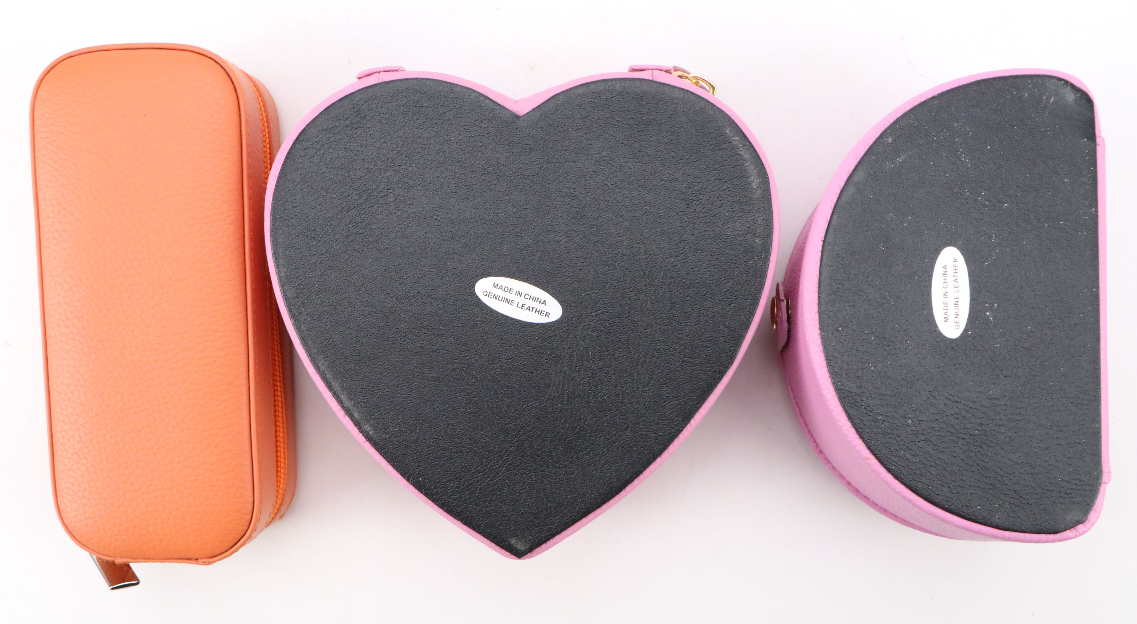 Rowallan Pink and Orange Leather Travel Jewelry Boxes