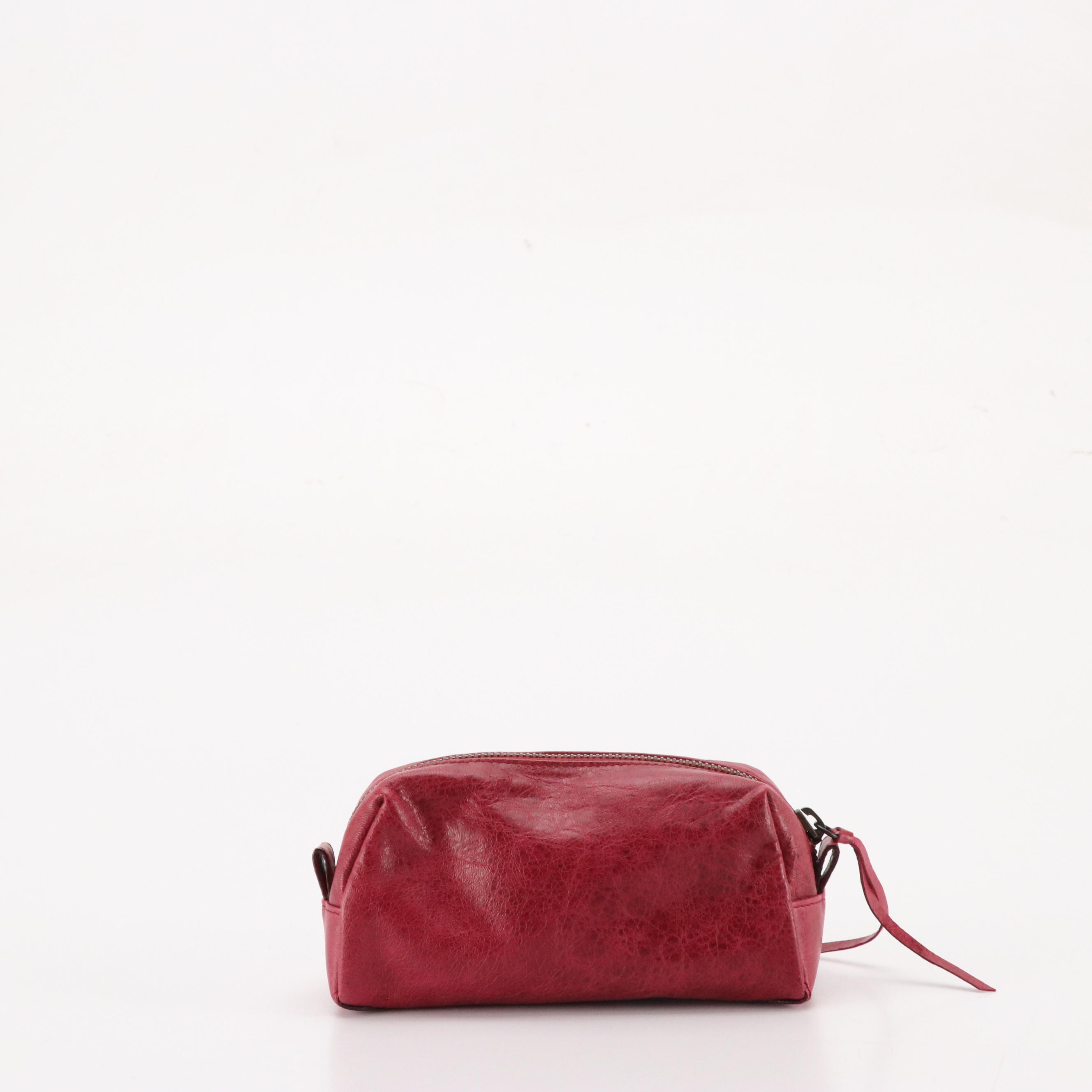 Balenciaga Classic Giant 12 Pencil Case in Magenta Lambskin Leather, With Box