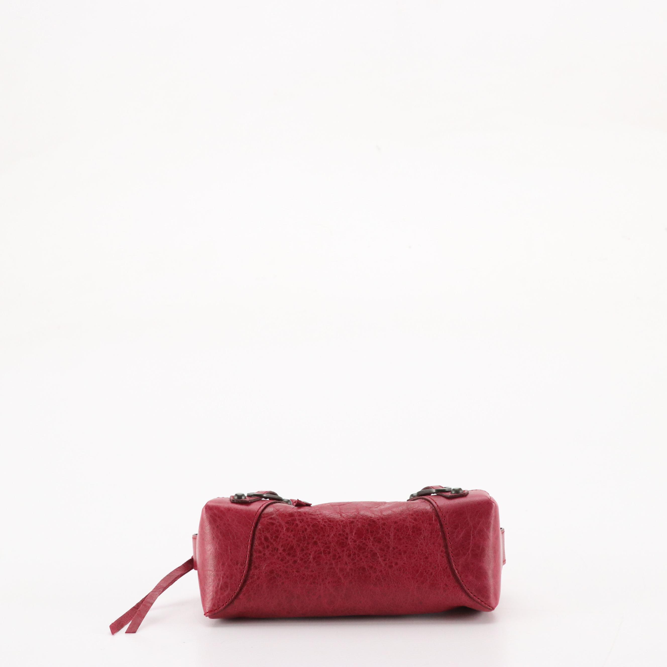 Balenciaga Classic Giant 12 Pencil Case in Magenta Lambskin Leather, With Box