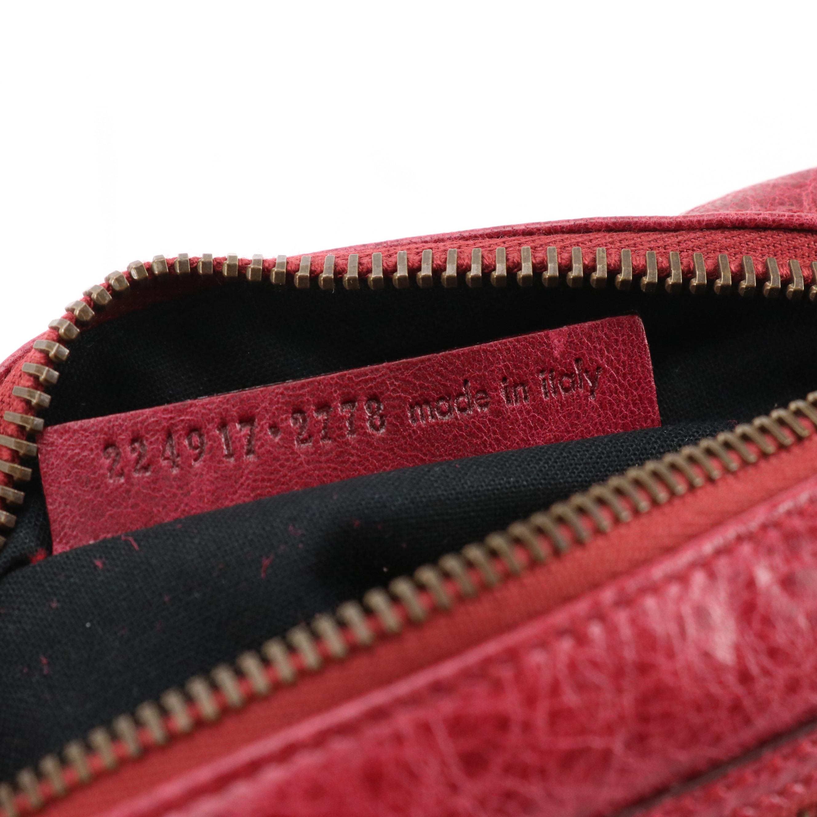 Balenciaga Classic Giant 12 Pencil Case in Magenta Lambskin Leather, With Box