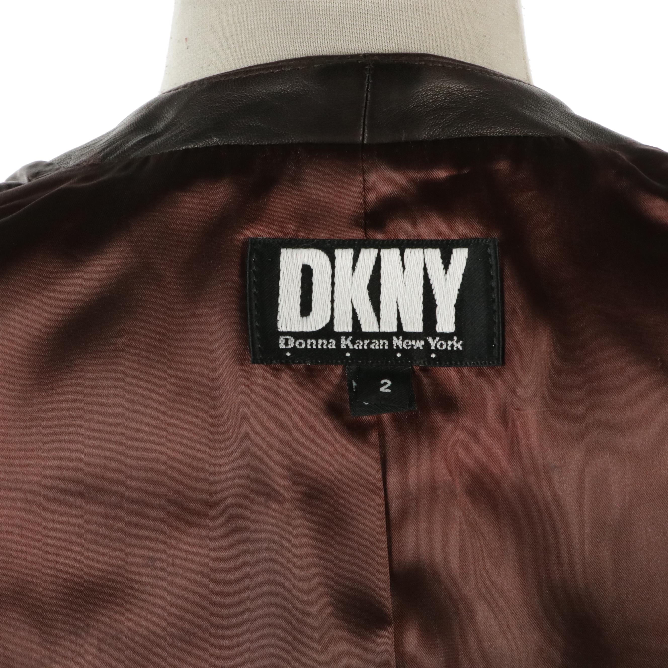 Vintage DKNY Brown Leather Vest with Genny Brown Leather Pants