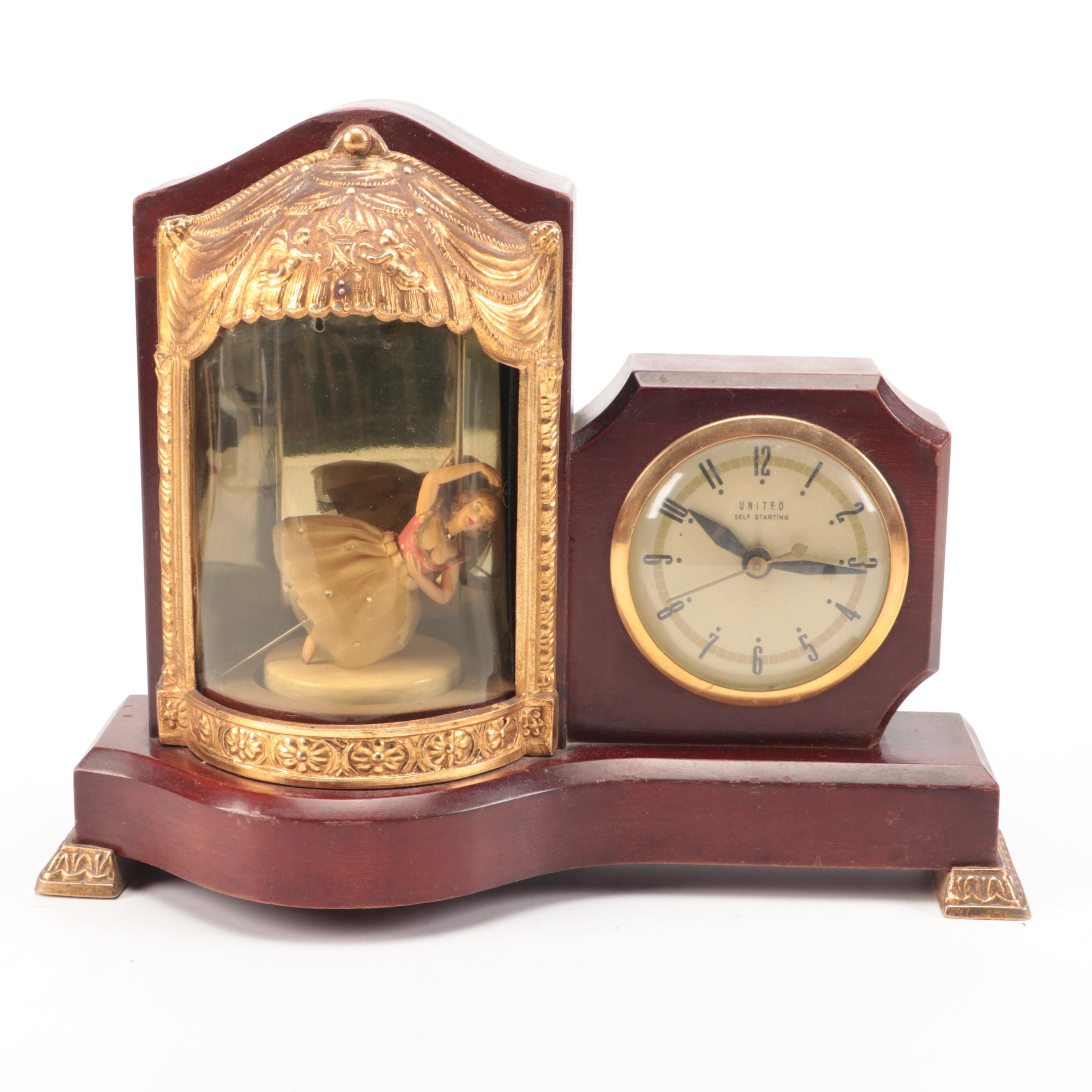 Vintage United Self-Starting Illuminated Ballerina Electric Clock