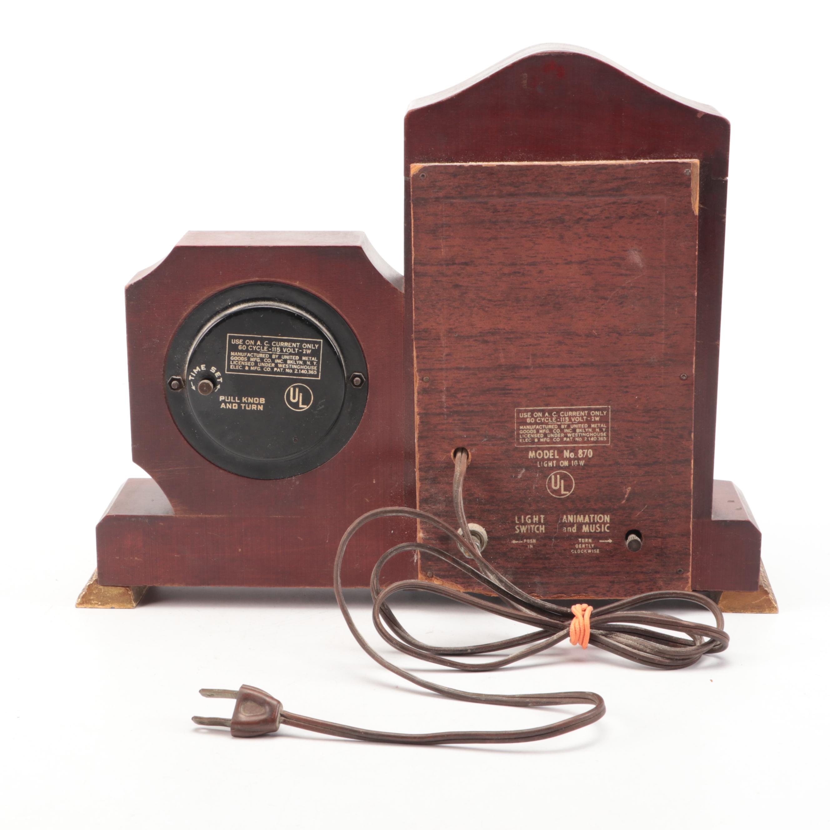 Vintage United Self-Starting Illuminated Ballerina Electric Clock