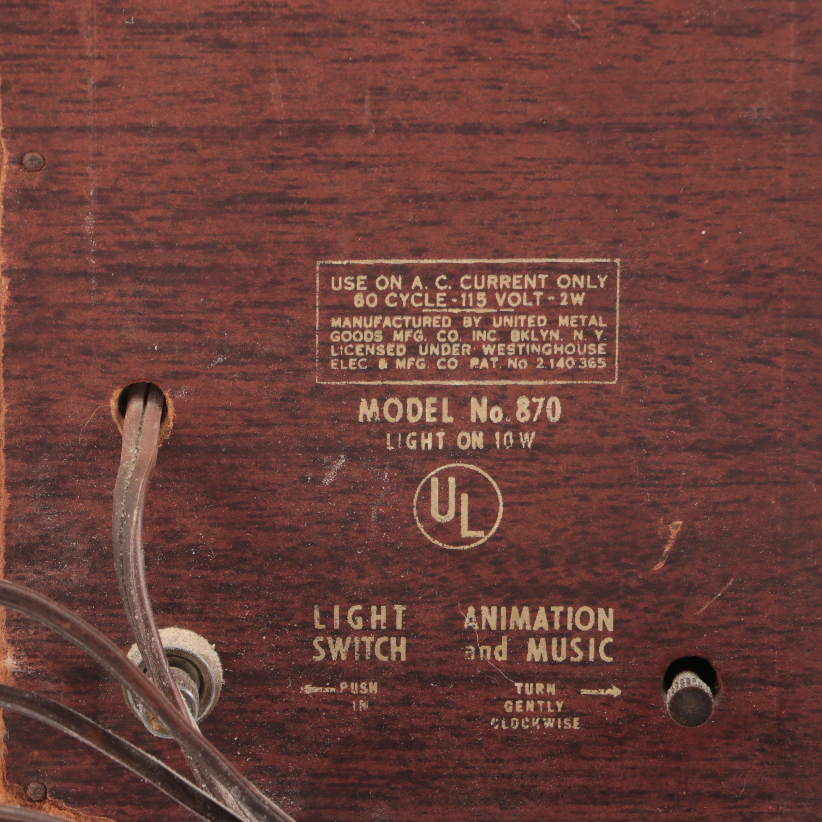 Vintage United Self-Starting Illuminated Ballerina Electric Clock