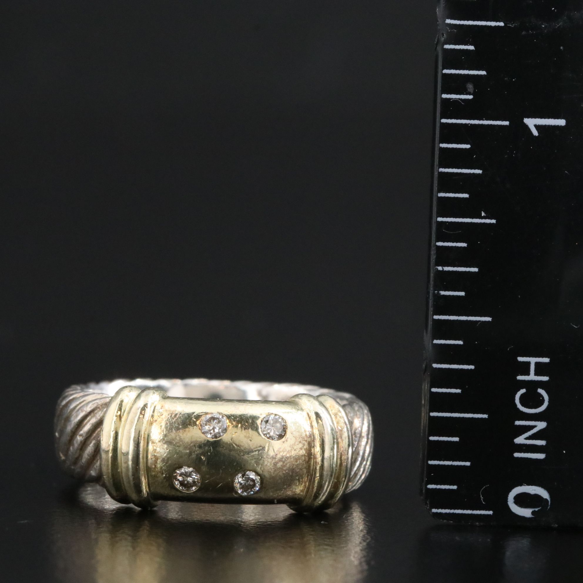 David Yurman Metro Sterling,14K and Diamond Ring