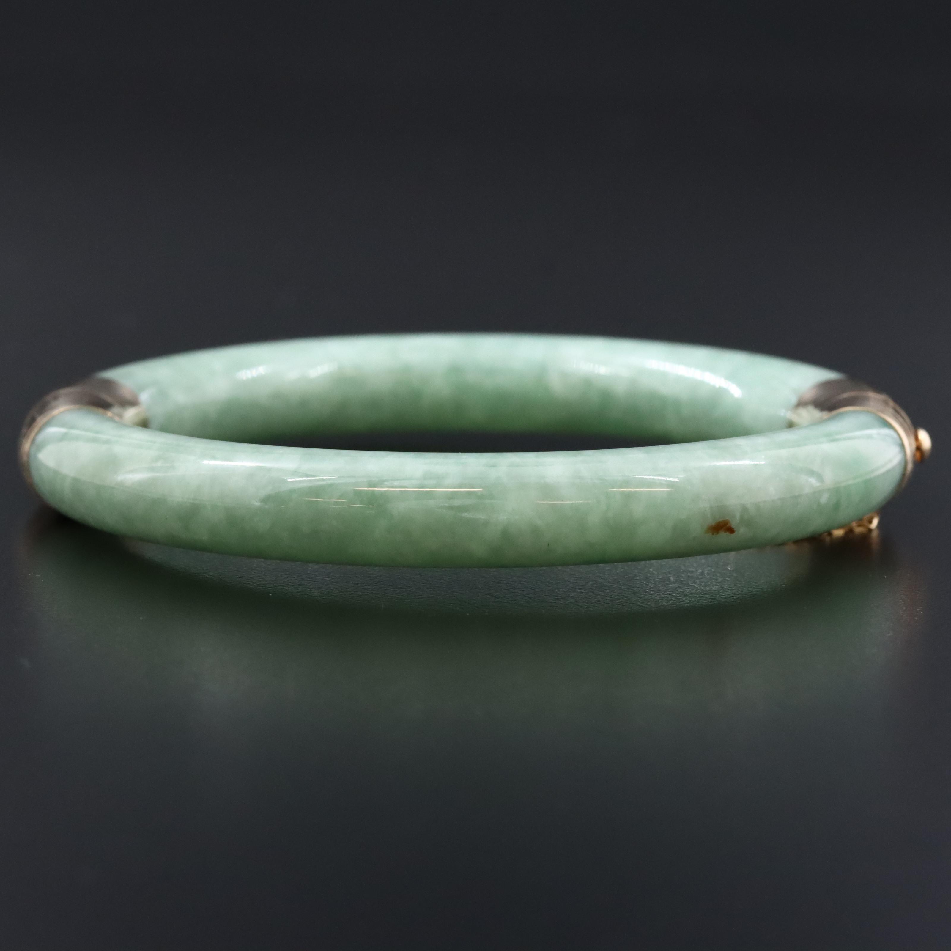 14K Jadeite Hinged Bangle Bracelet
